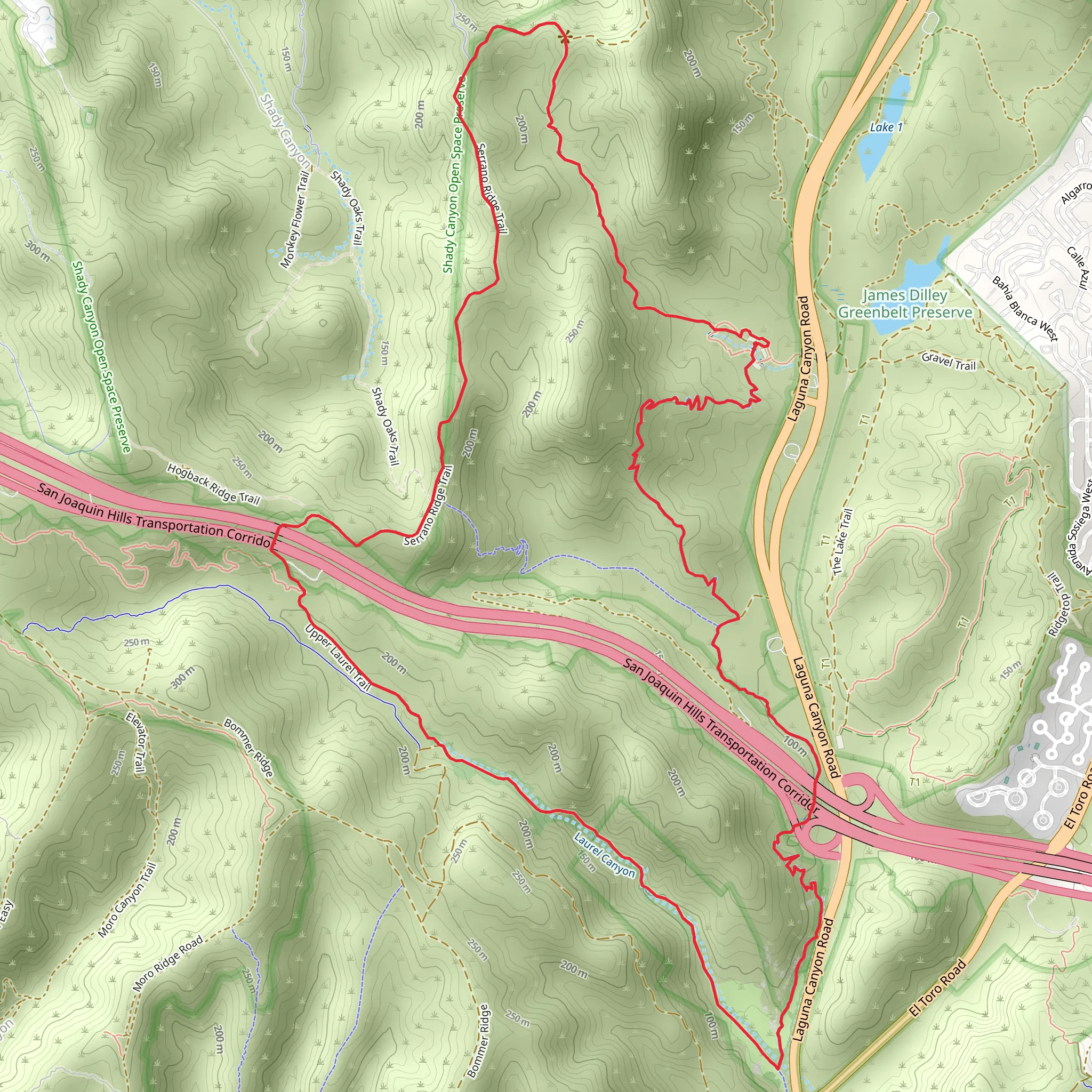 Stagecoach South - Laurel Canyon - Upper Laurel - Serrano Ridge Loop Trail mobile static map