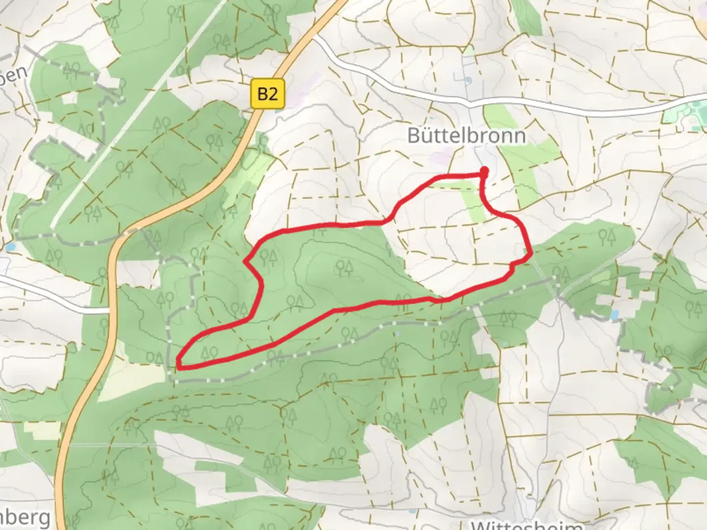 An image depicting the trail Rundwanderweg Langenaltheim 5 and its surrounding area.