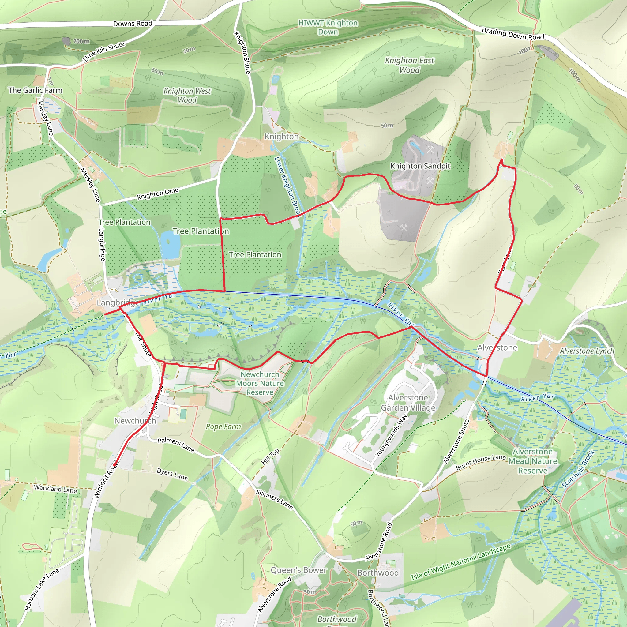 Easy Circular Hike from Newchurch mobile static map