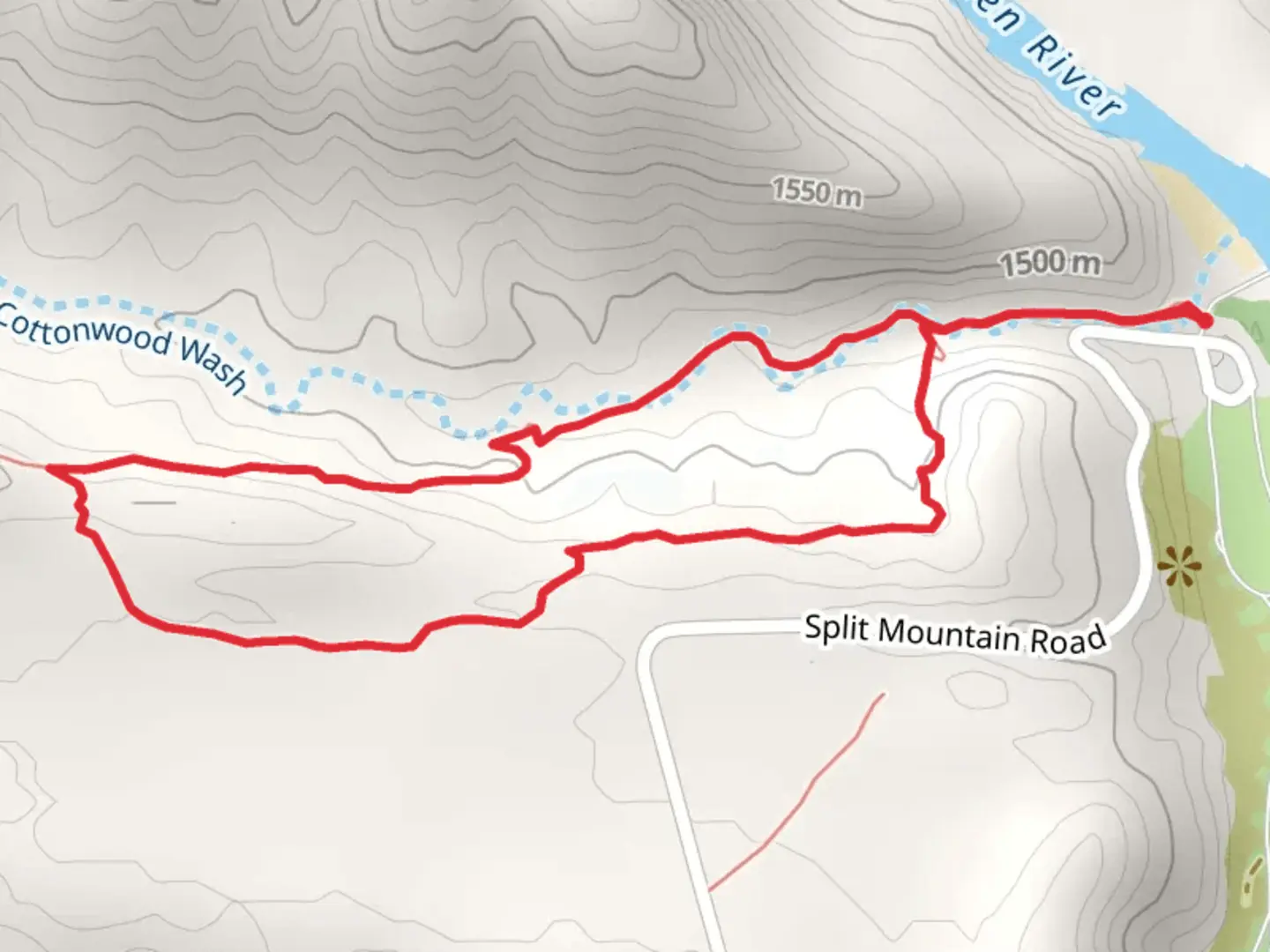 An image depicting the trail Desert Voices Trail Loop and its surrounding area.