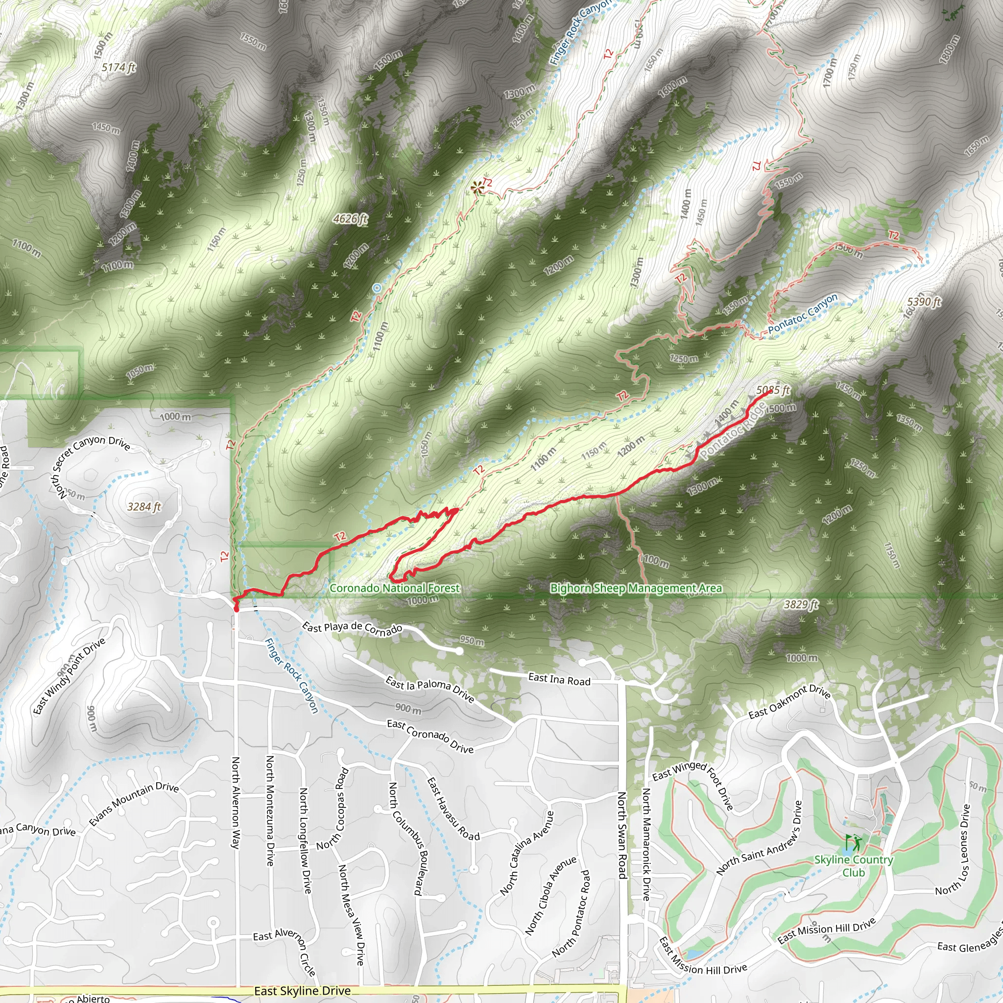 Pontatoc Ridge via Pontatoc Trail mobile static map