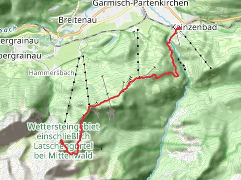 Kainzebad to Alpsptzbahn Bergstation Walk via Kreuzeck