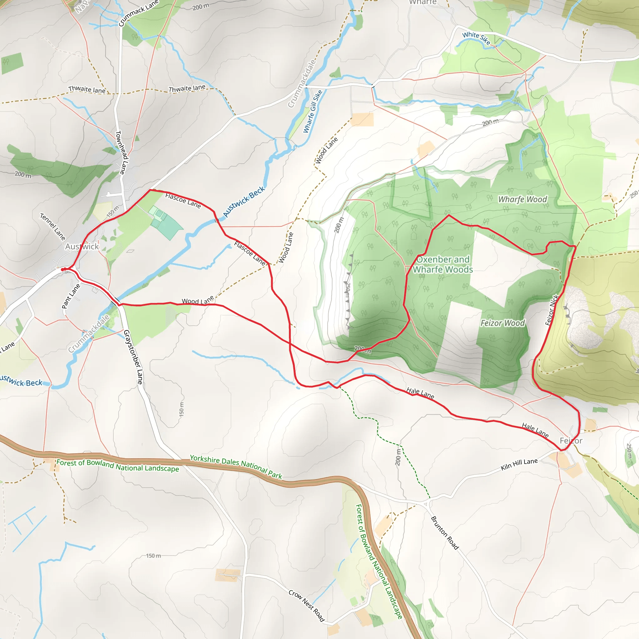 Oxenber Wood and Feizor Wood Loop mobile static map