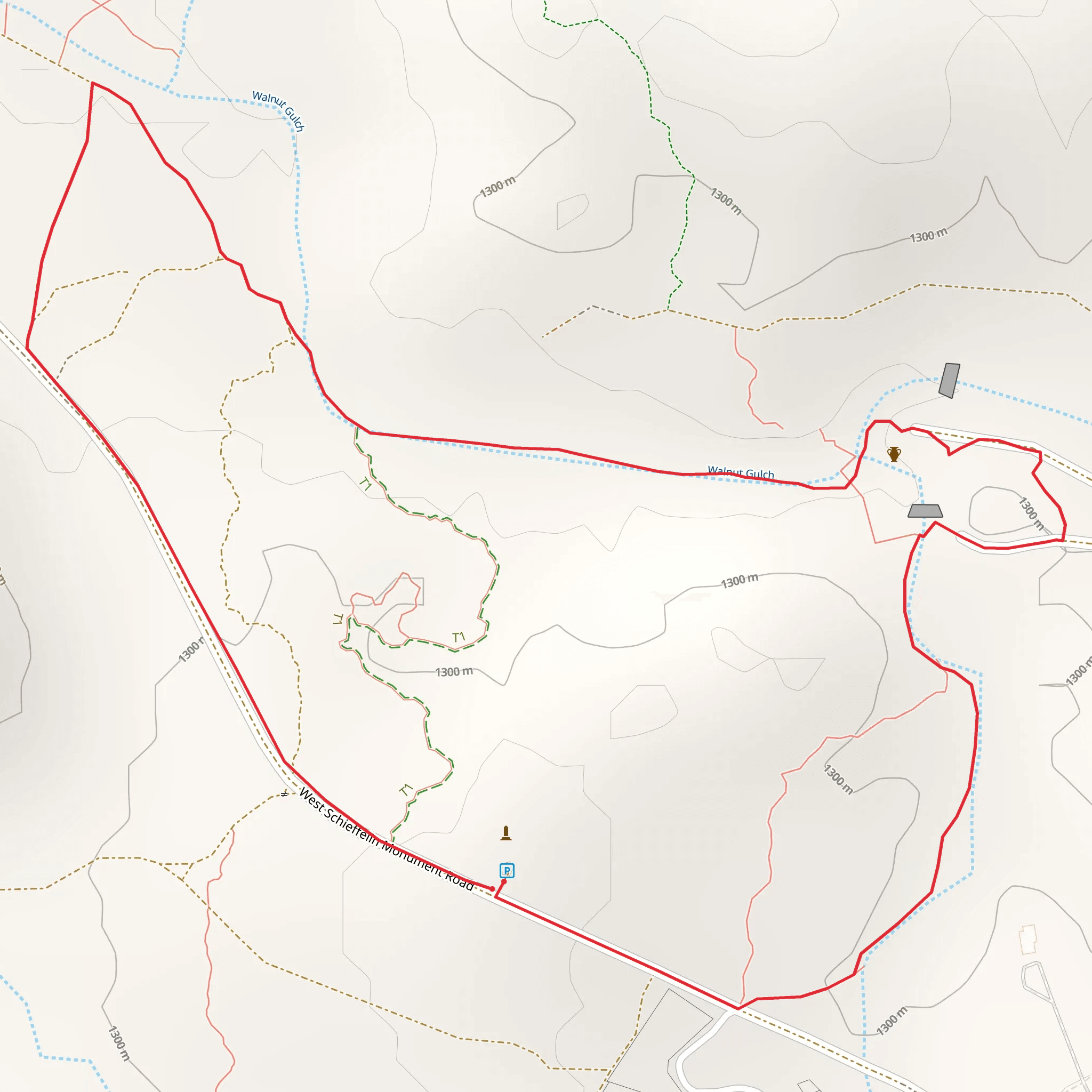 Walnut Gulch and West Schieffelin Monument Road Loop mobile static map