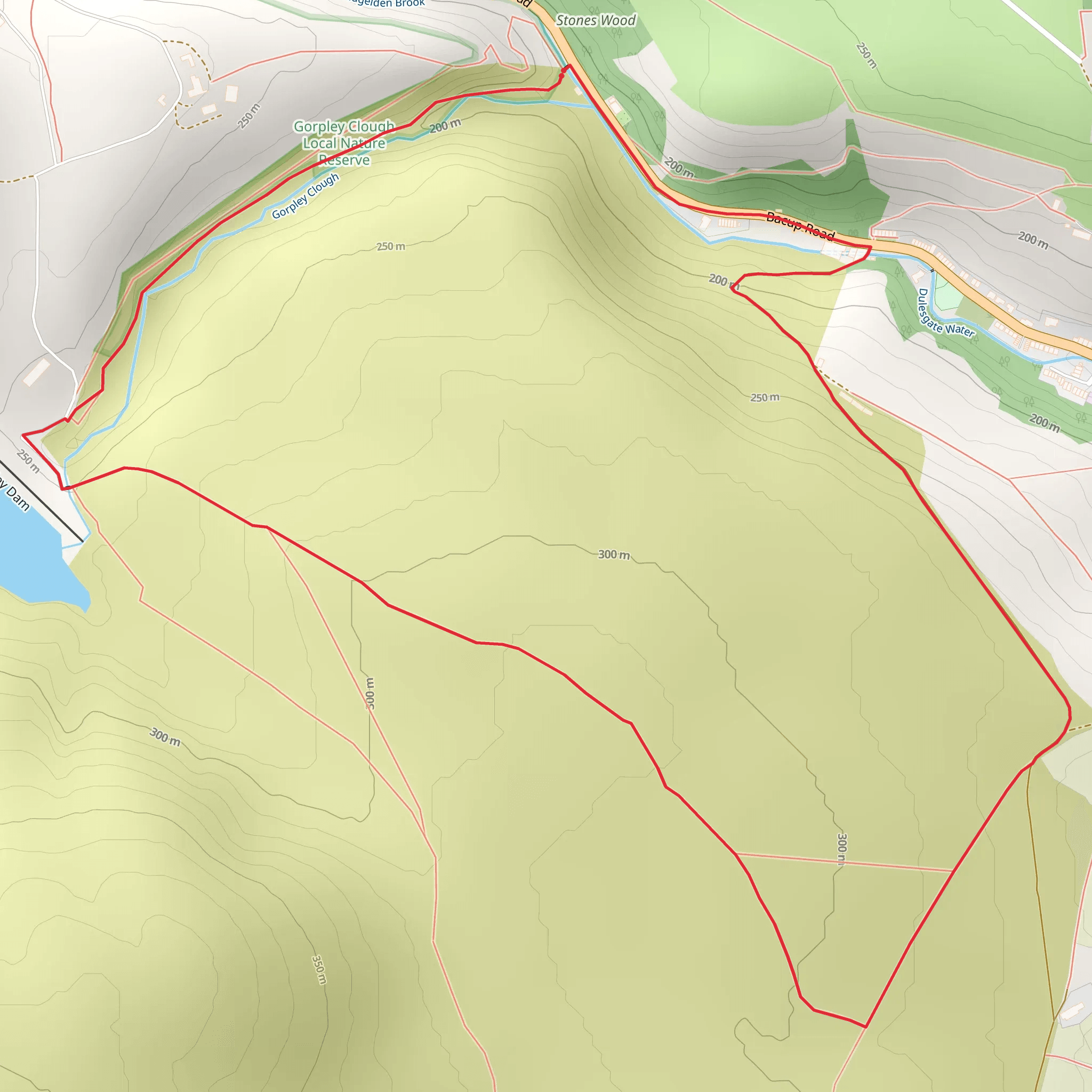 Gorpley Clough and Gorpley Reservoir Loop mobile static map
