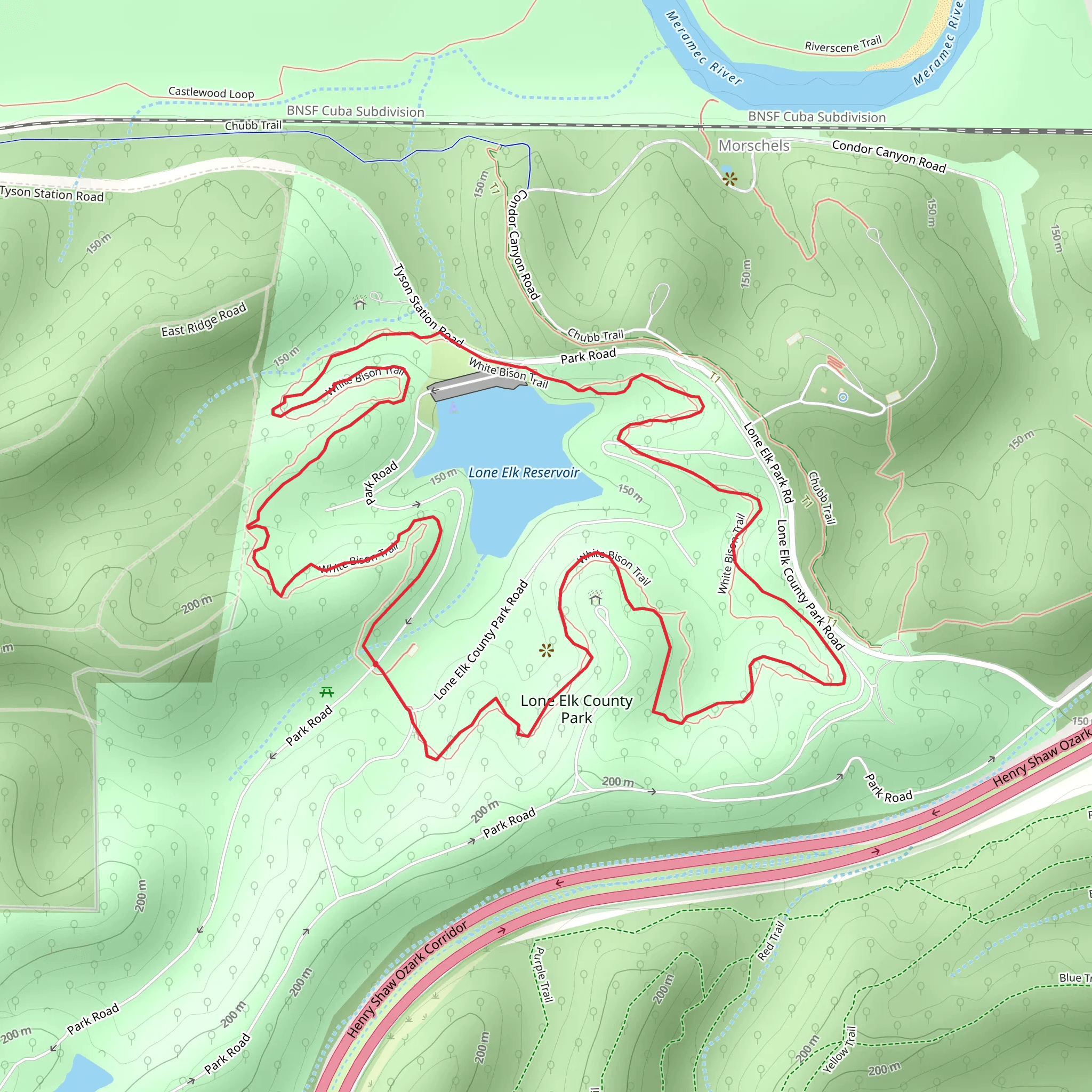 Lone Elk Reservoir Loop via White Buffalo Trail mobile static map