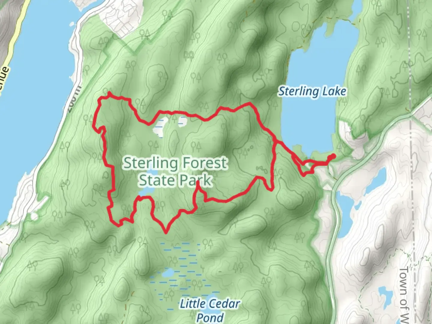 An image depicting the trail Bare Rock and Fire Tower Trail Loop and its surrounding area.