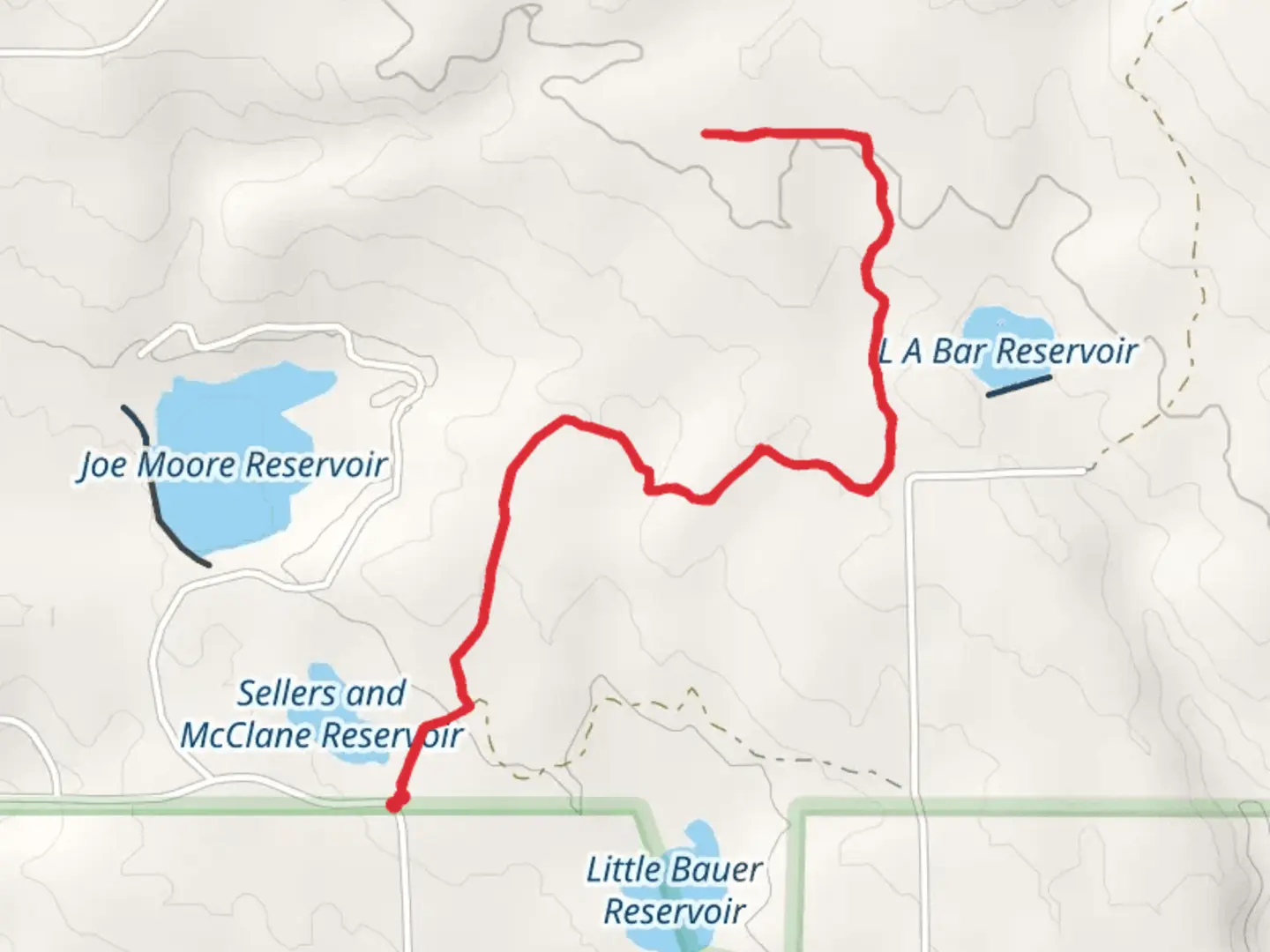 An image depicting the trail Upper Little Bauer Trail and its surrounding area.
