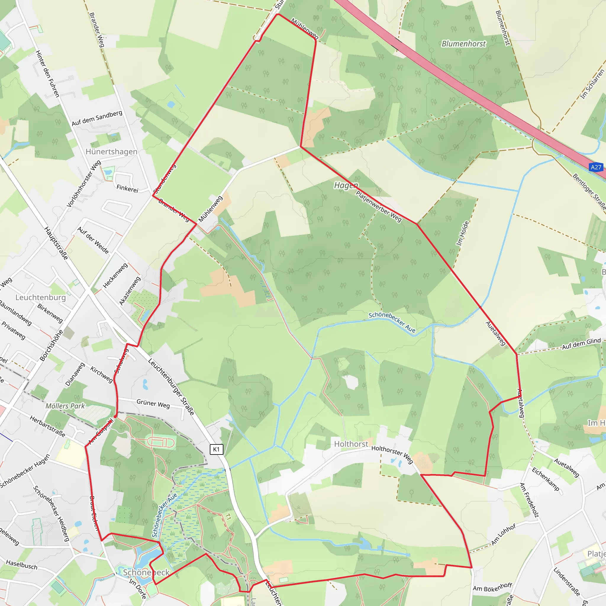 Schloss Schonebeck, Hagen and Holthorst Loop mobile static map