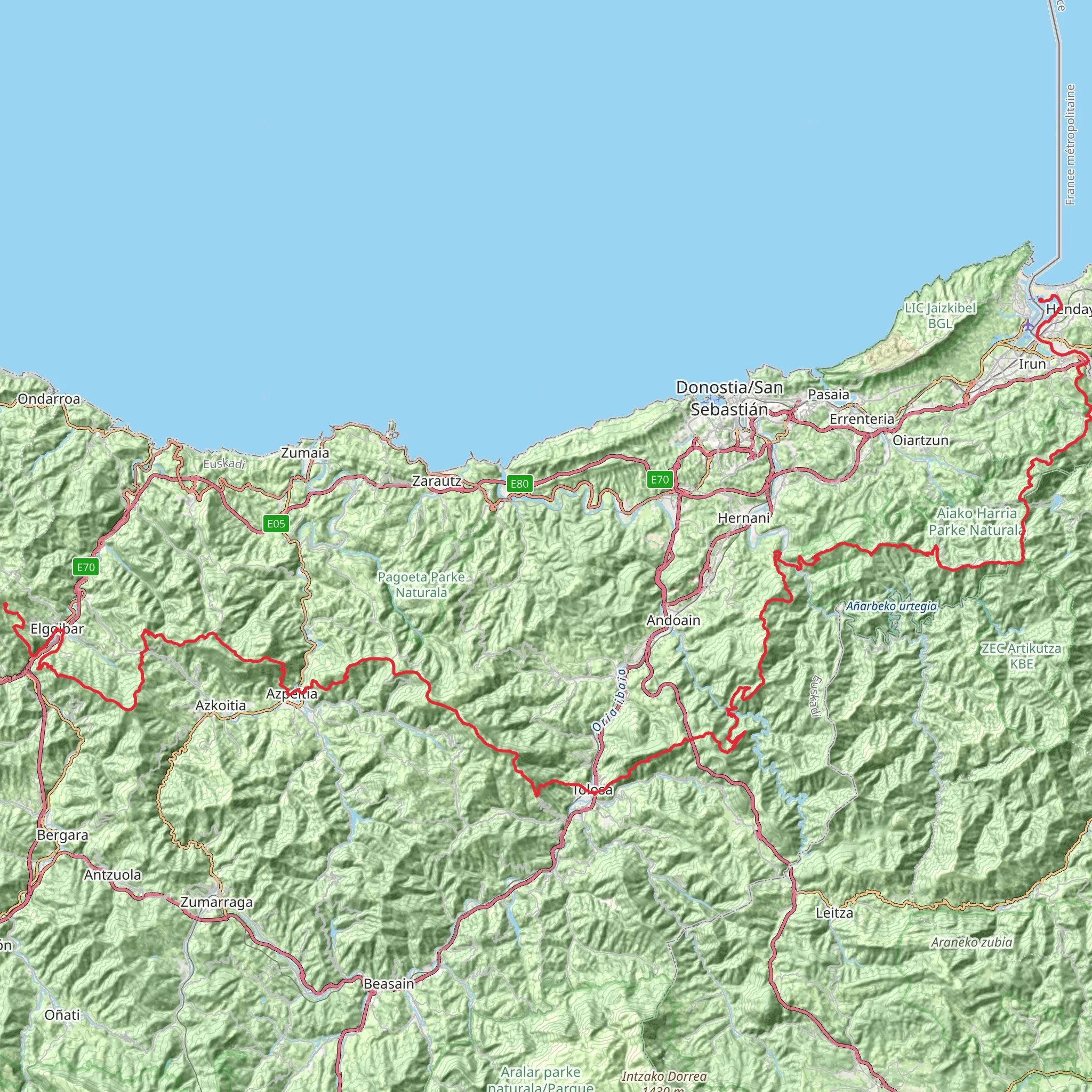 GR 285 Mendibai mobile static map