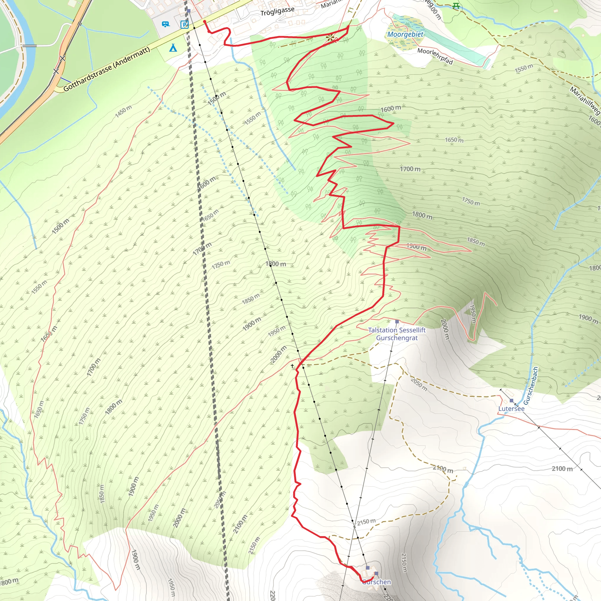 Gurschen – Bannwald – Andermatt mobile static map
