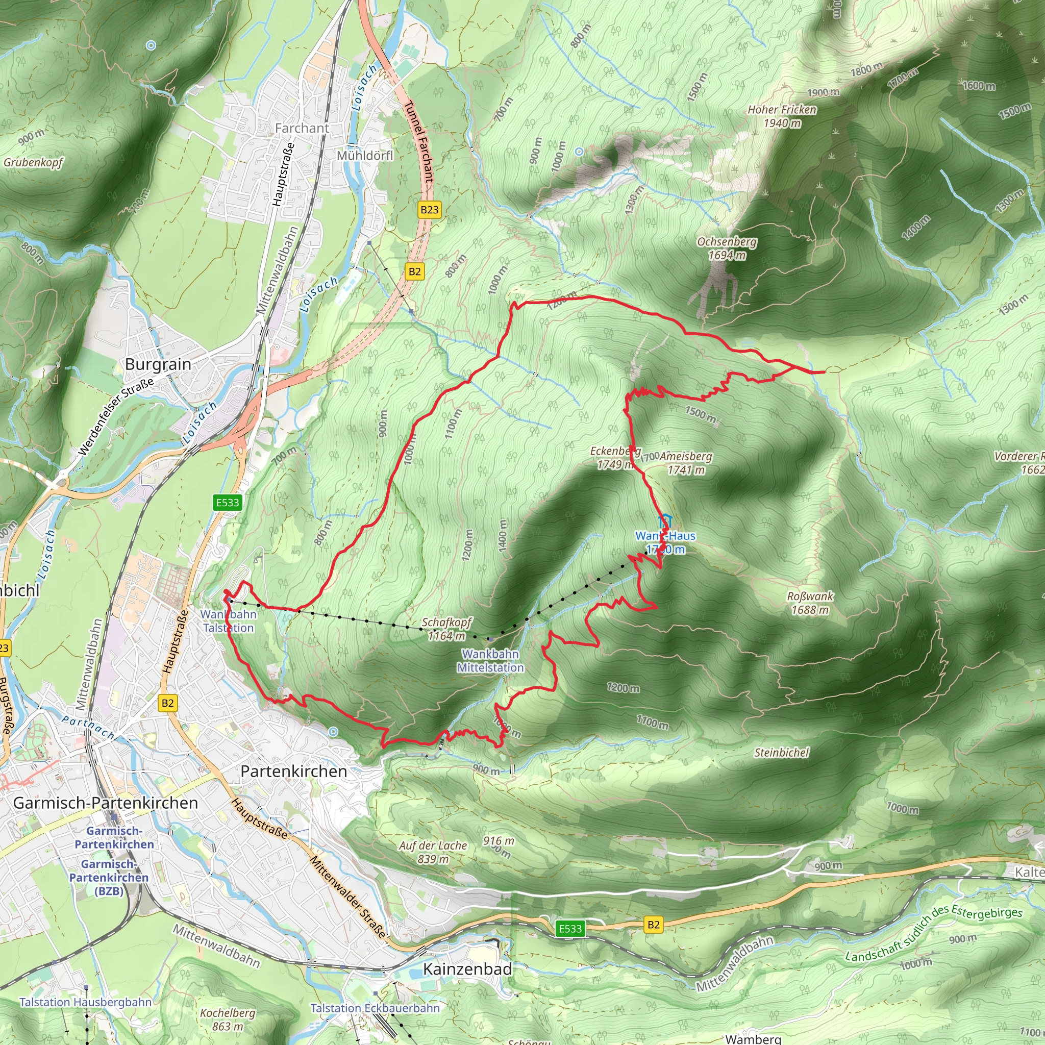 Esterbergalm and Wank-Haus Loop mobile static map
