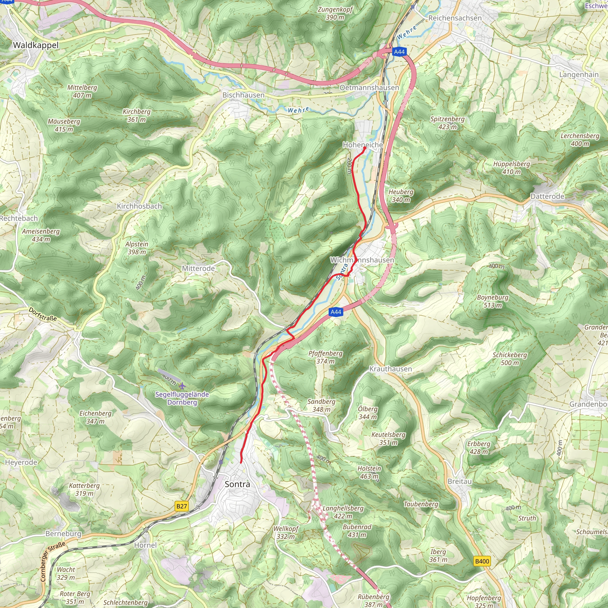 Wichmannshausen to Sontra Walk via Sontra mobile static map