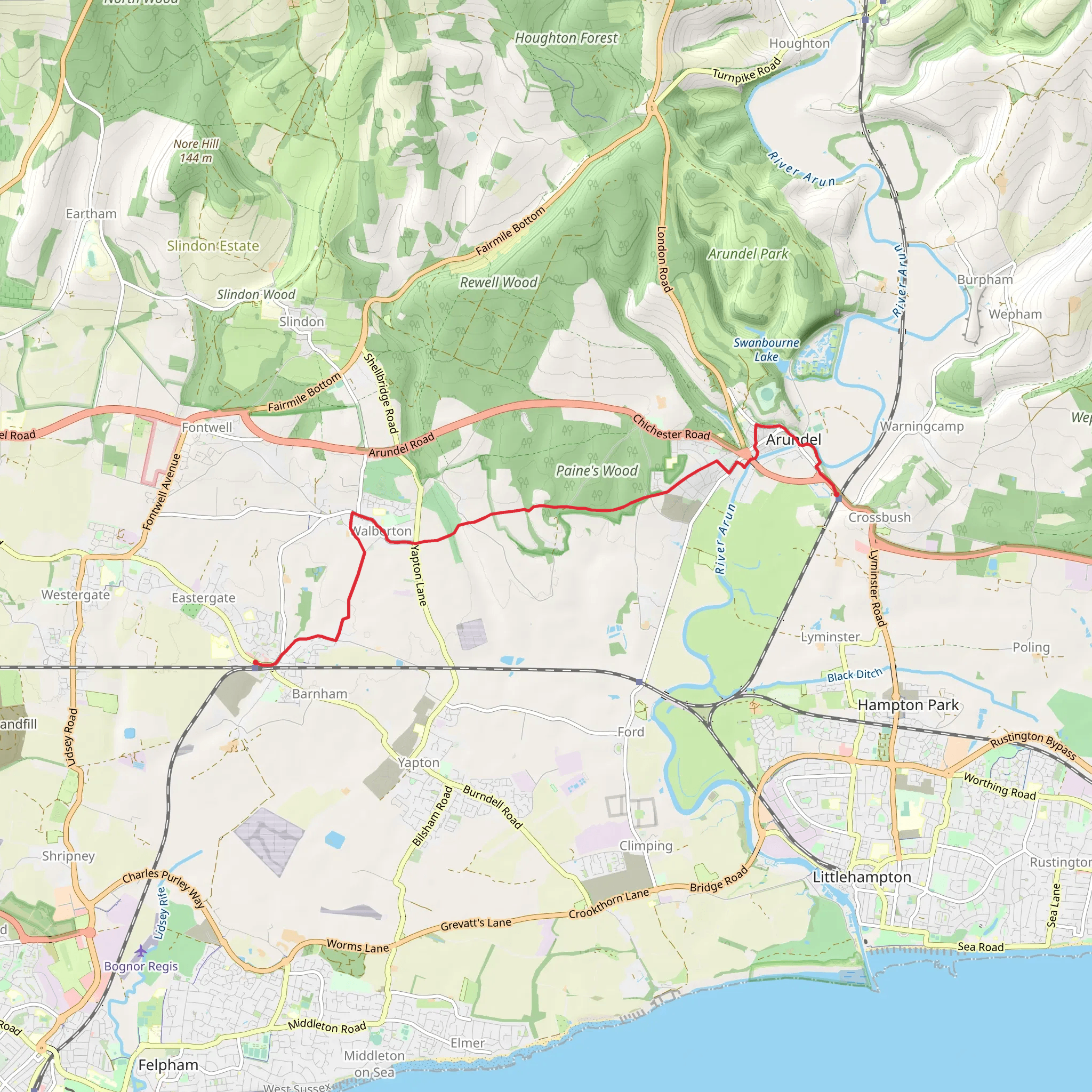 Banham to Arundel Walk mobile static map