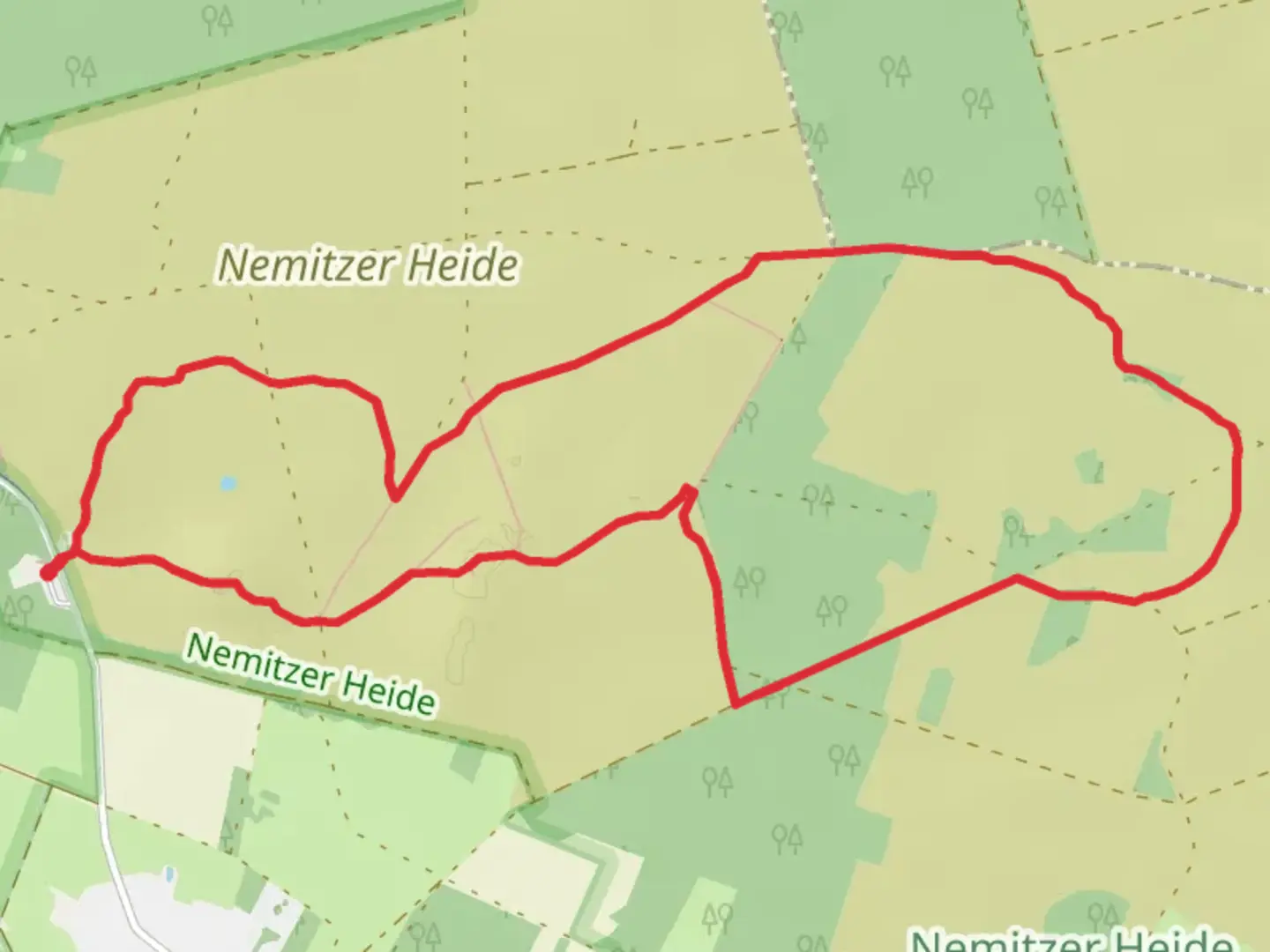 An image depicting the trail Wendland Querweg and Nemitzer Weg and its surrounding area.