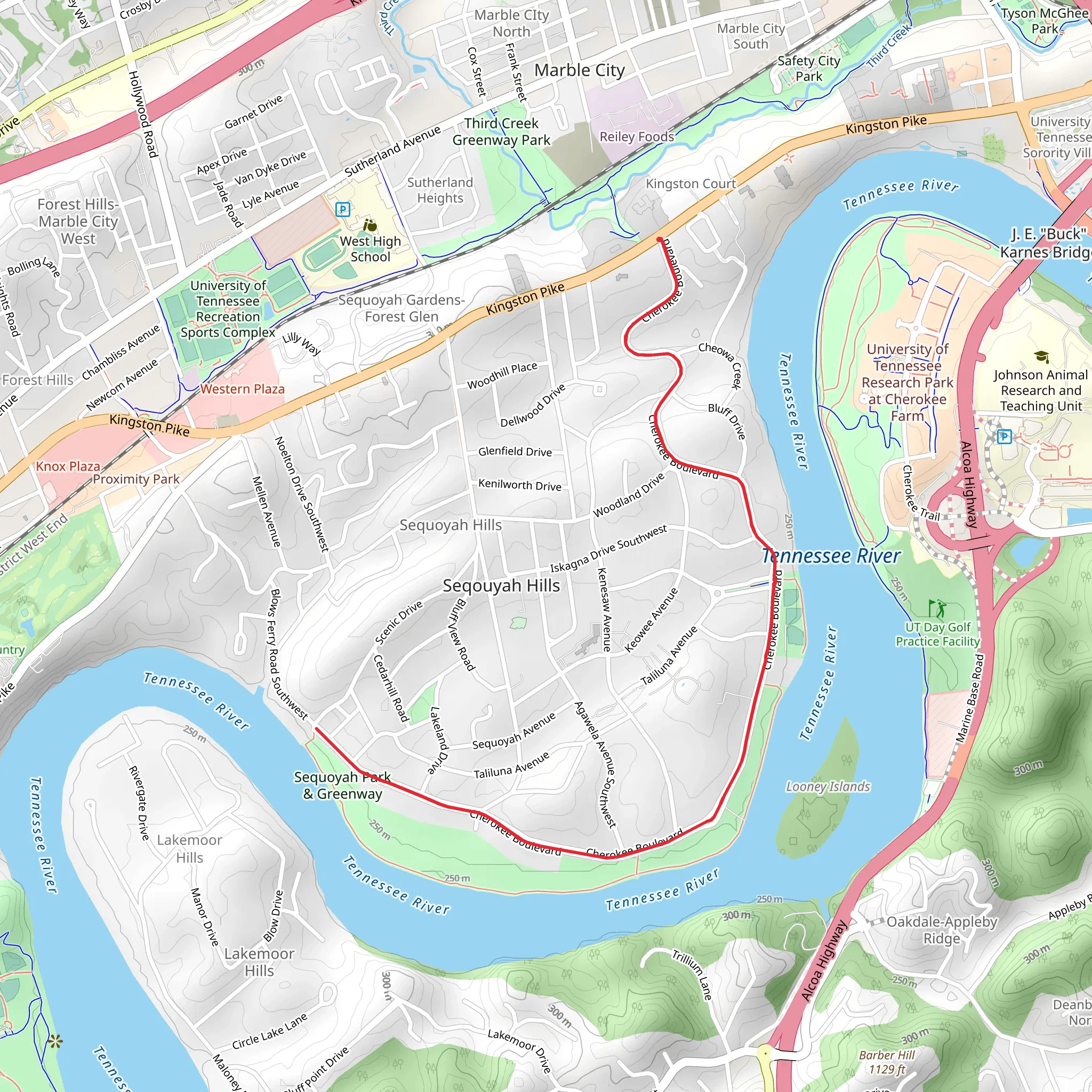 Sequoyan Park and Greenway mobile static map