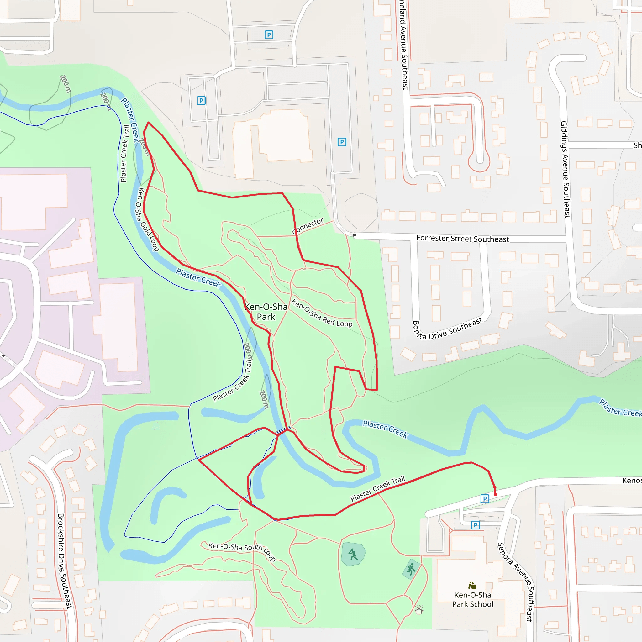 Plaster Creek and Ken-O-Sha Gold - Red Loop Trail mobile static map