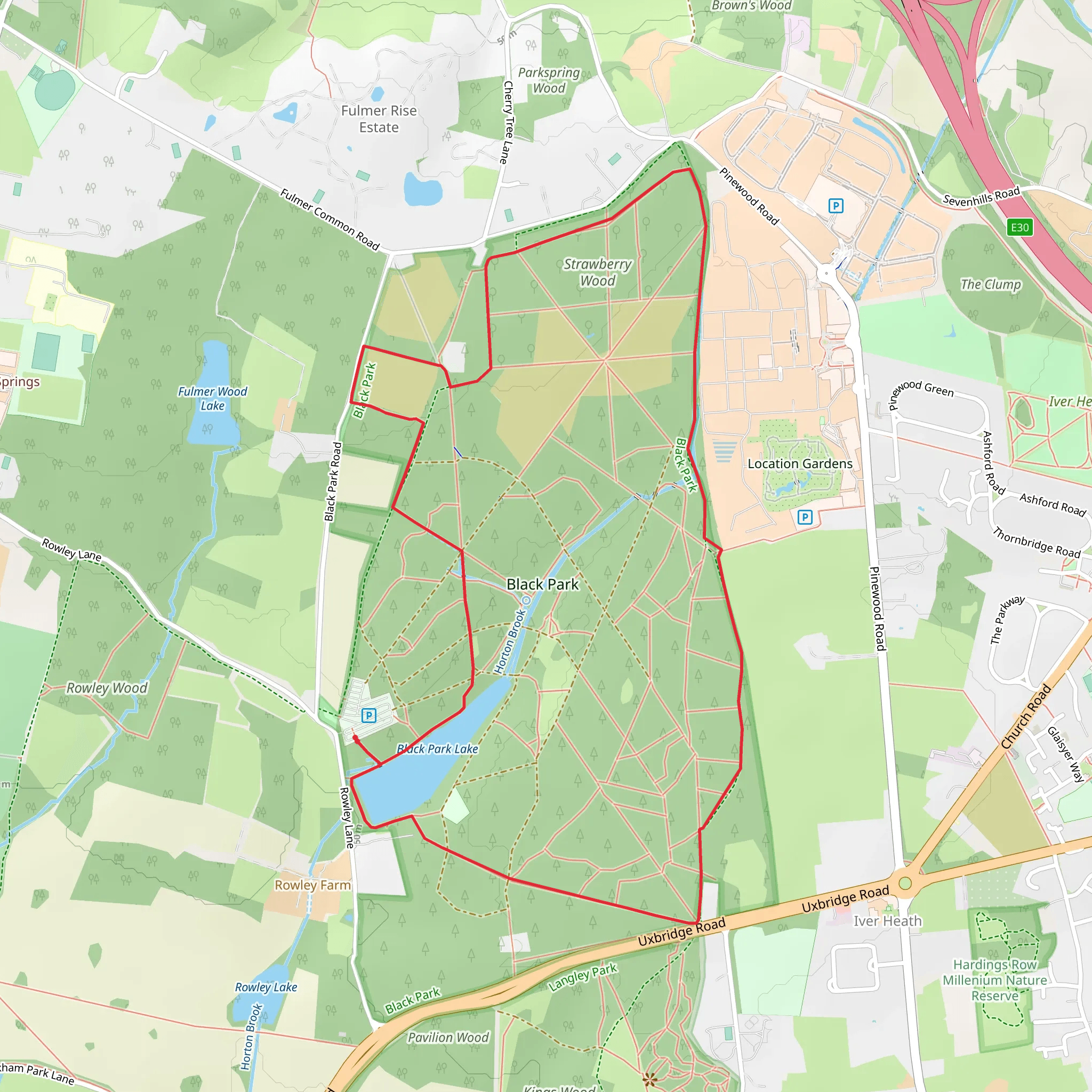 Black Park Country Park Loop mobile static map