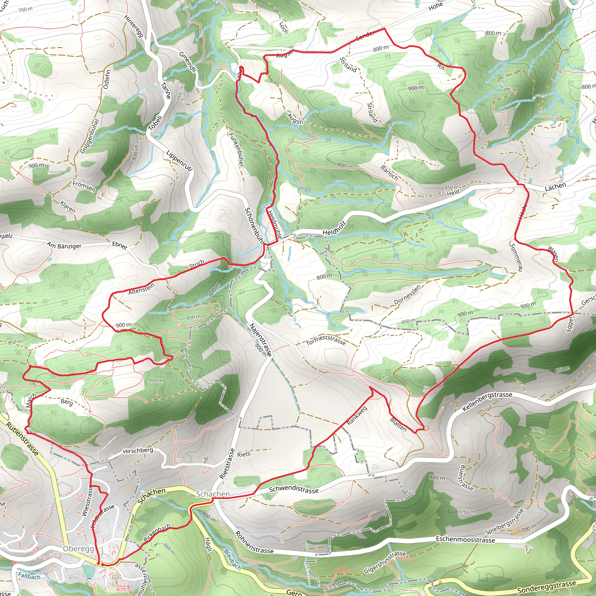 Oberegg to Appenzeller Vorderland Loop mobile static map