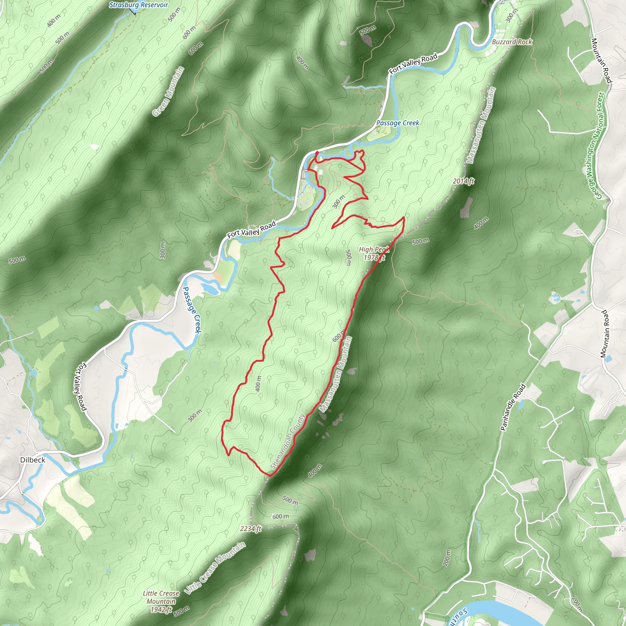 Massanutten Trail, Tuscarora Trail and Botts TrailLoop mobile static map