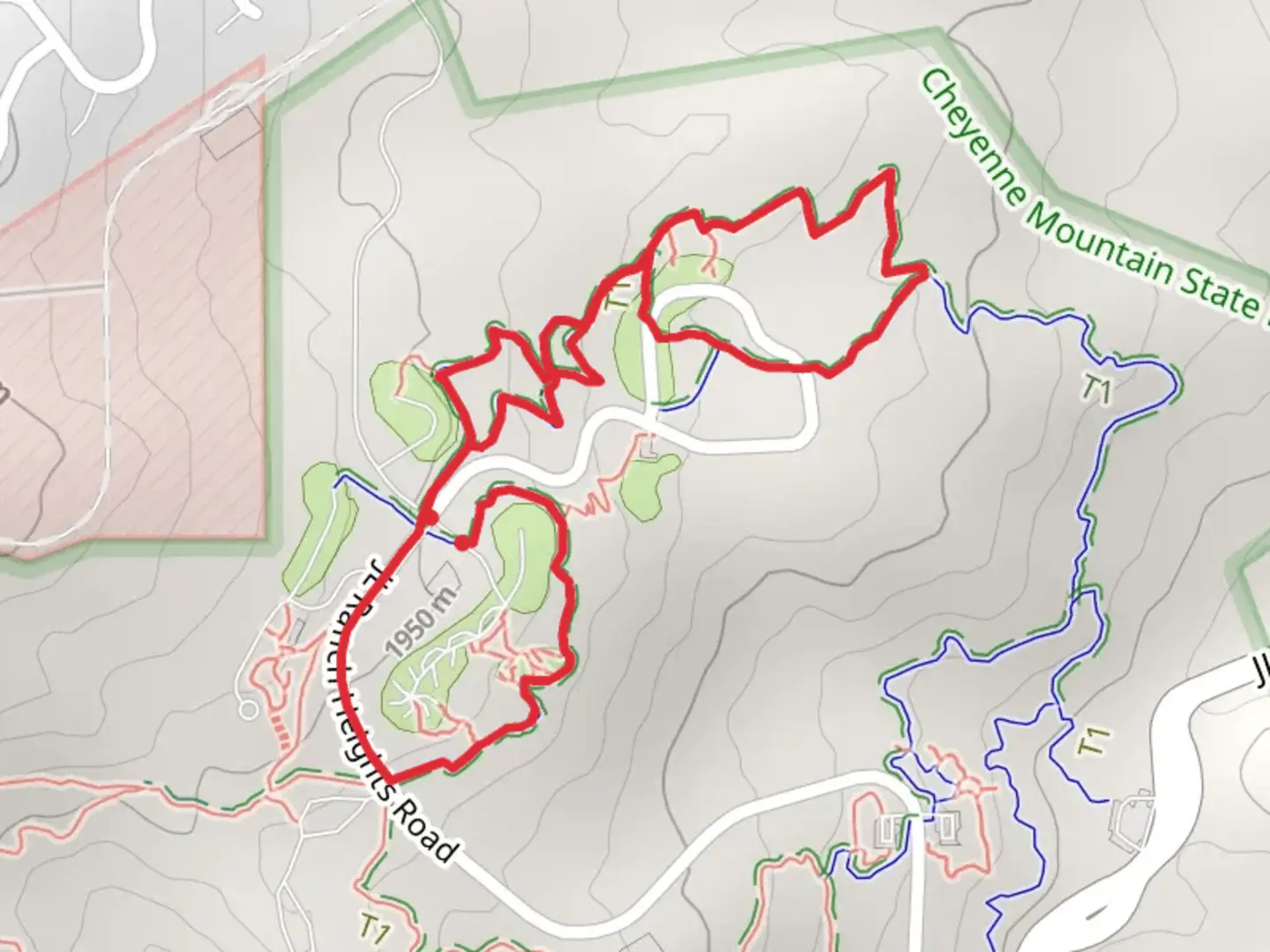 An image depicting the trail Racoon Ridge, Acorn Valley and Soaring Kestral Loop and its surrounding area.