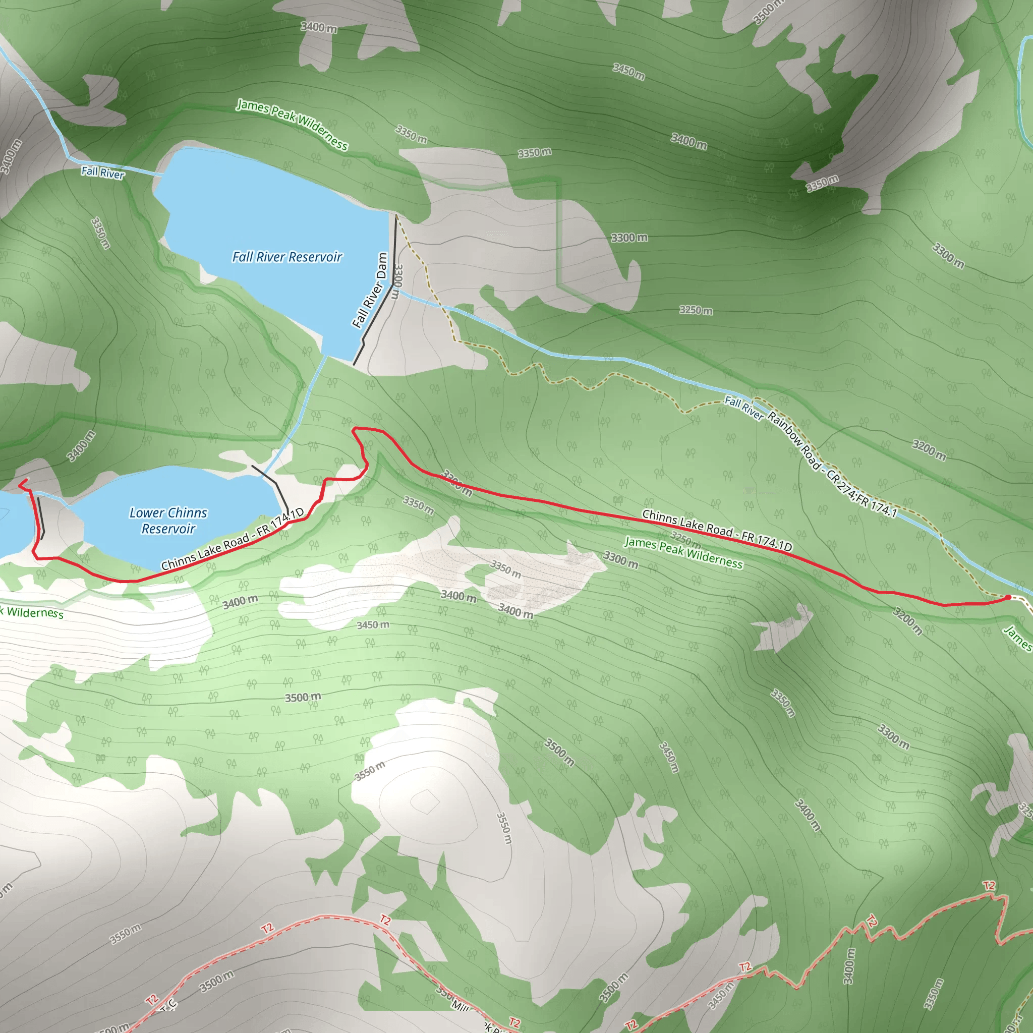 Lower Chinns Reservoir and Upper Chinns Reservoir mobile static map
