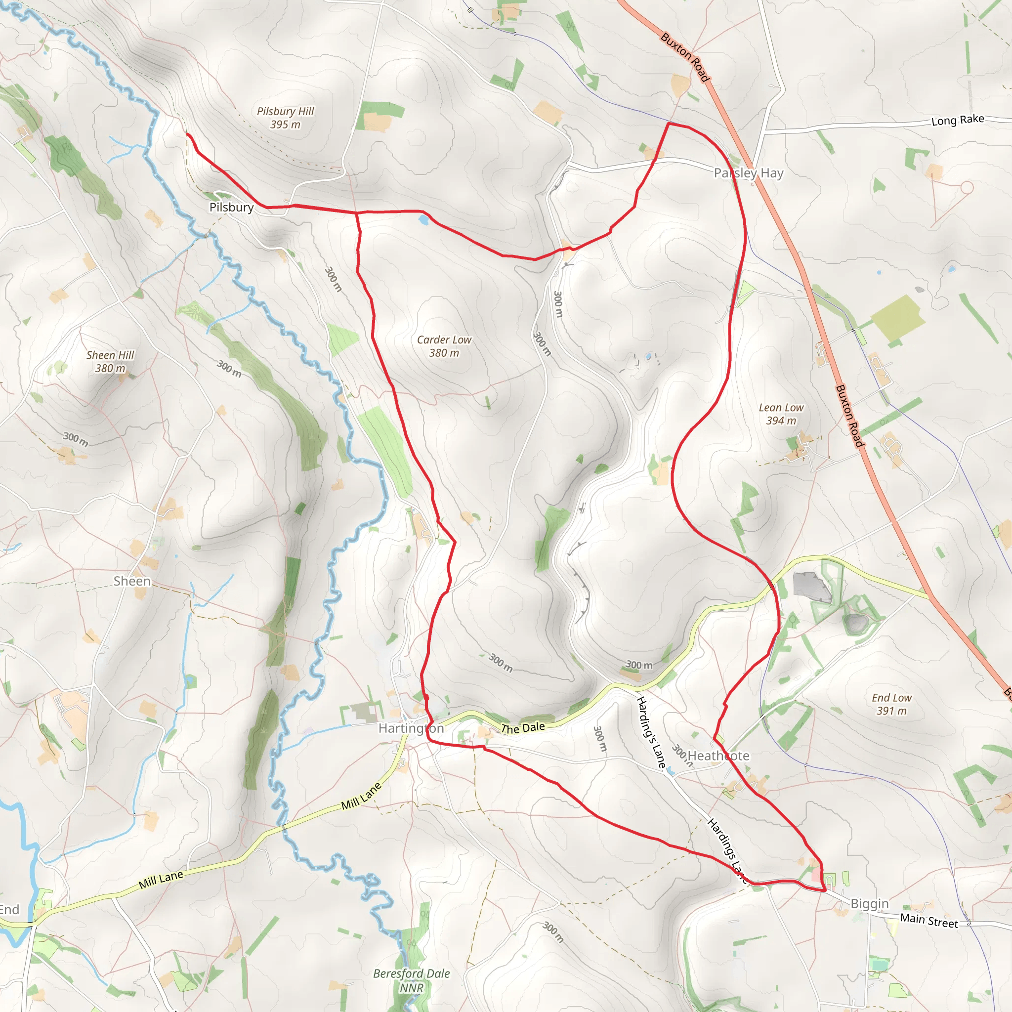 Hartington to Parsley Hay Loop mobile static map