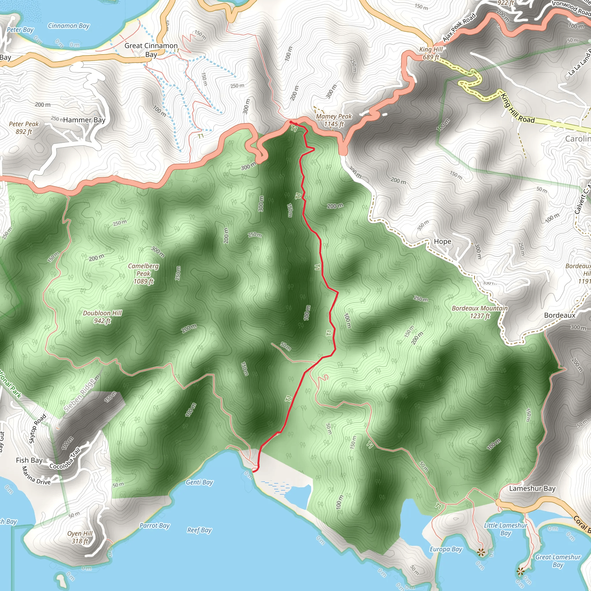 Reef Bay Trail mobile static map