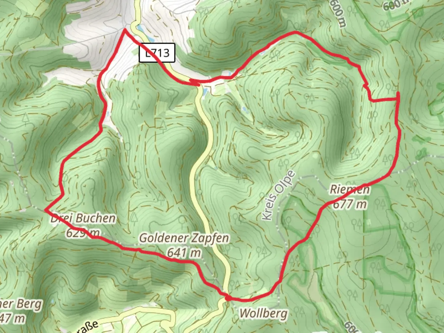 An image depicting the trail Heinsberg Rundweg and Rundweg Kirchhundem and its surrounding area.
