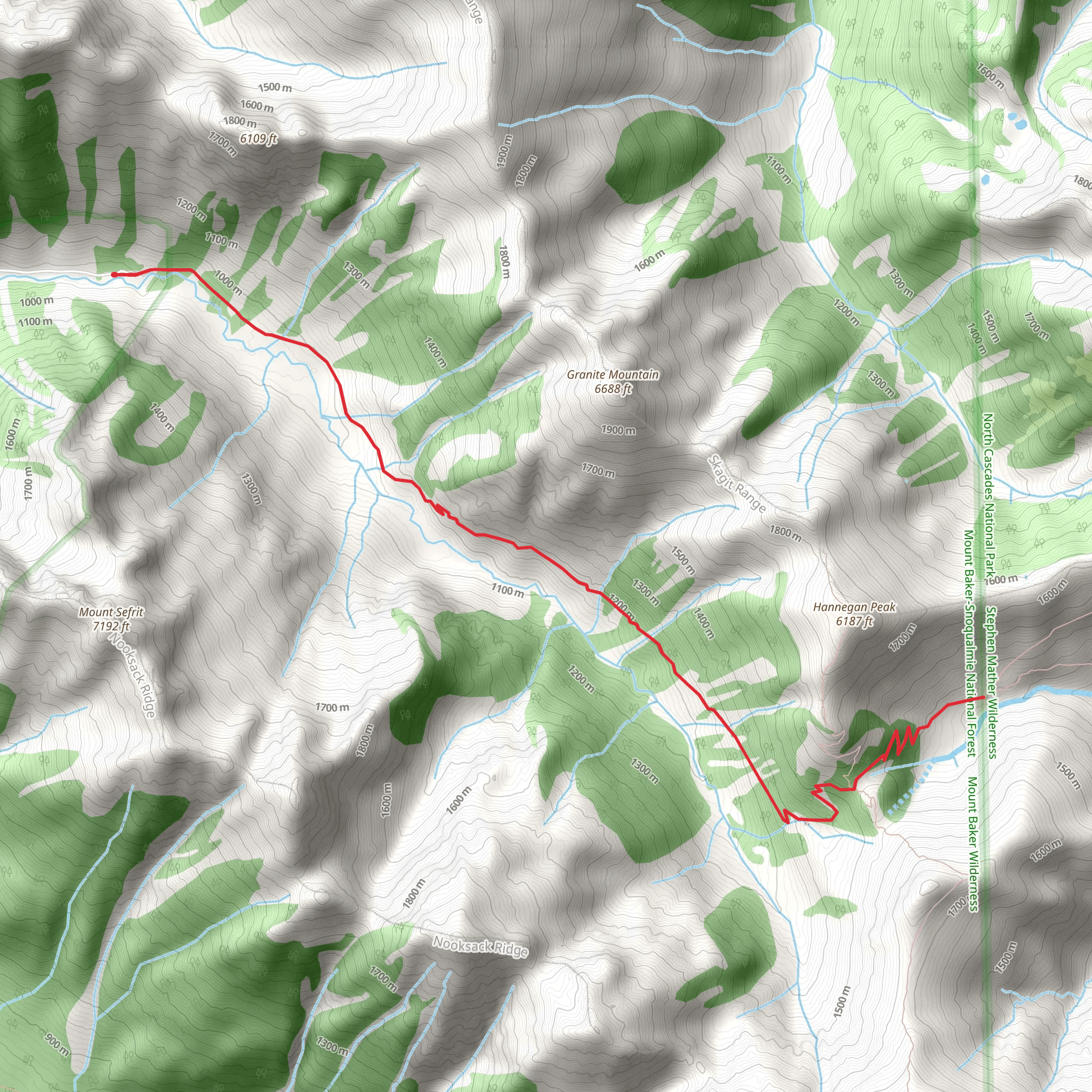 Hannegan Pass Trail mobile static map