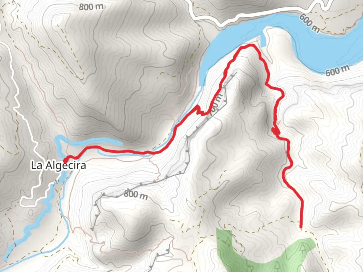 An image depicting the trail Paths of the Rupestrian Paintings PR TE 056b and its surrounding area.