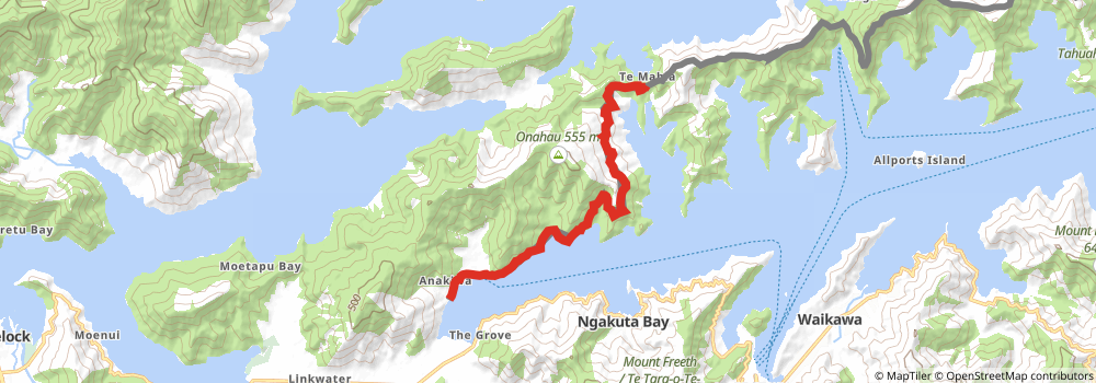 Queen Charlotte Track stage 5 Map
