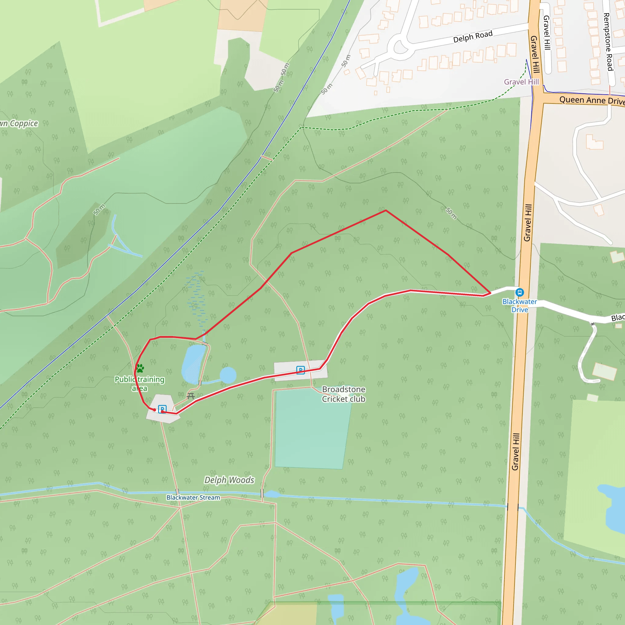 Delph Woods Loop mobile static map
