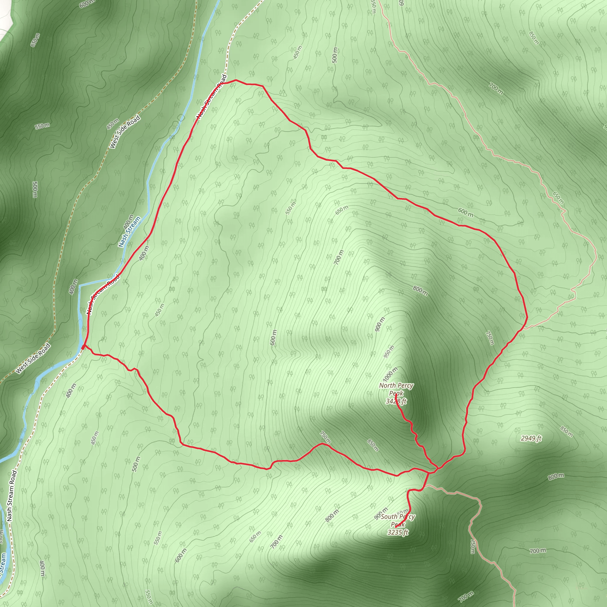 South Percy Peak and North Percy Peak Loop via Percy Peaks Trail mobile static map