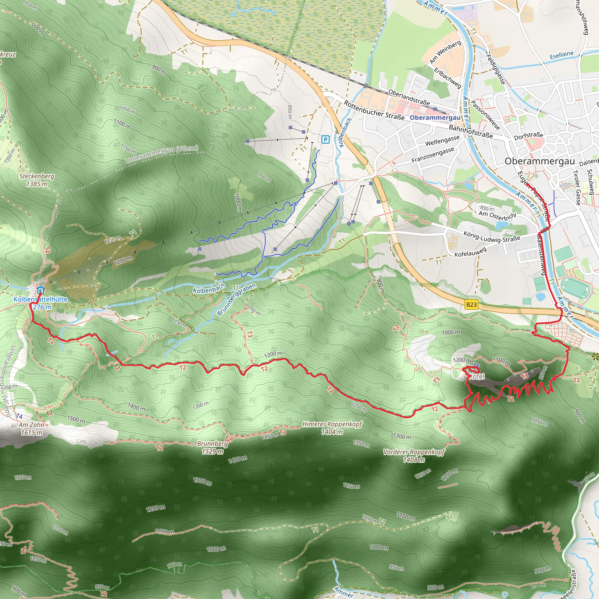Kofel via Grottenweg and Königssteig mobile static map