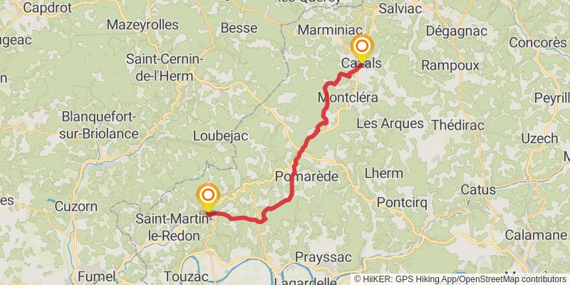 GR 65 Rocamadour Variant stage 15 Map