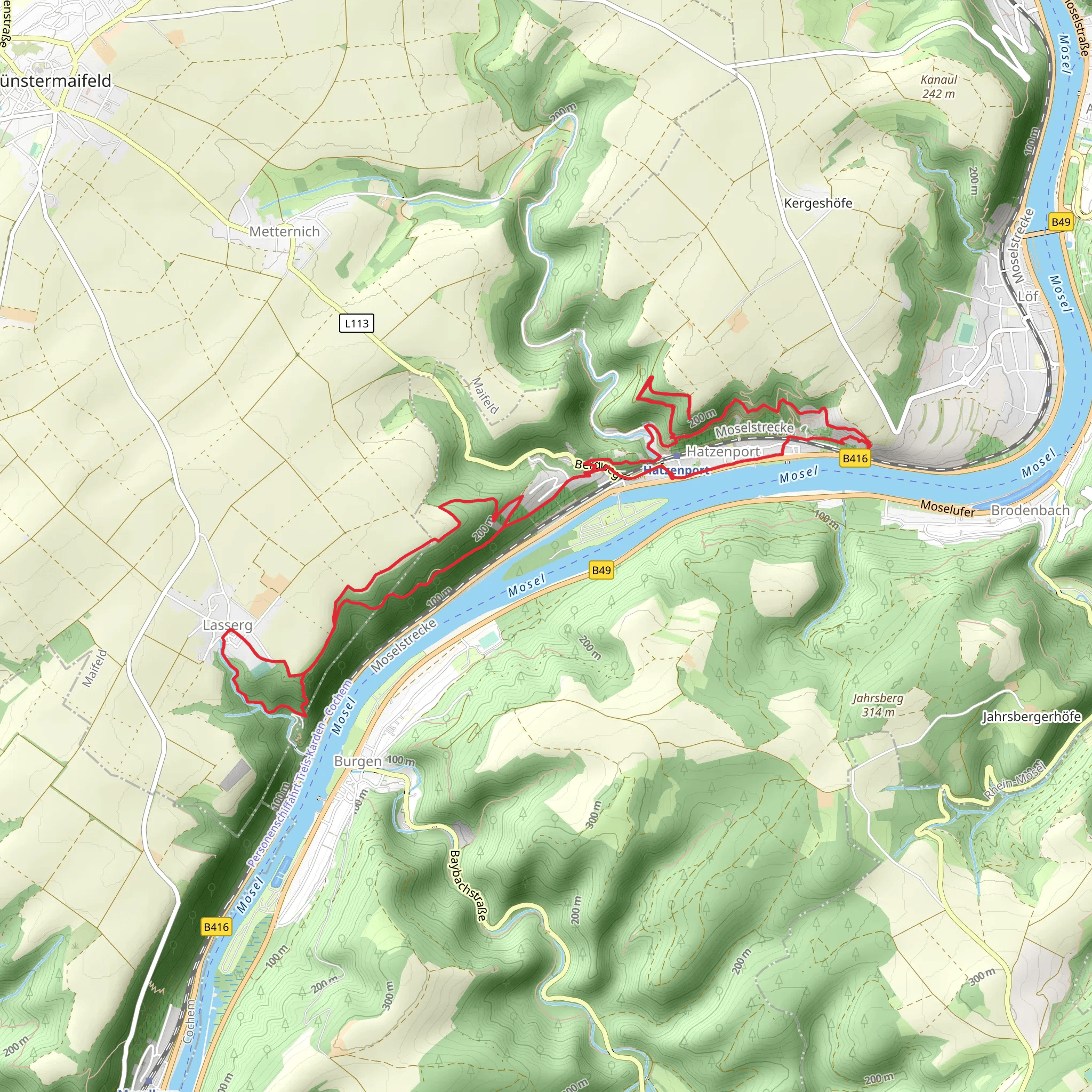 Kreuzlay via Moselsteig and Hatzenporter Laysteig mobile static map