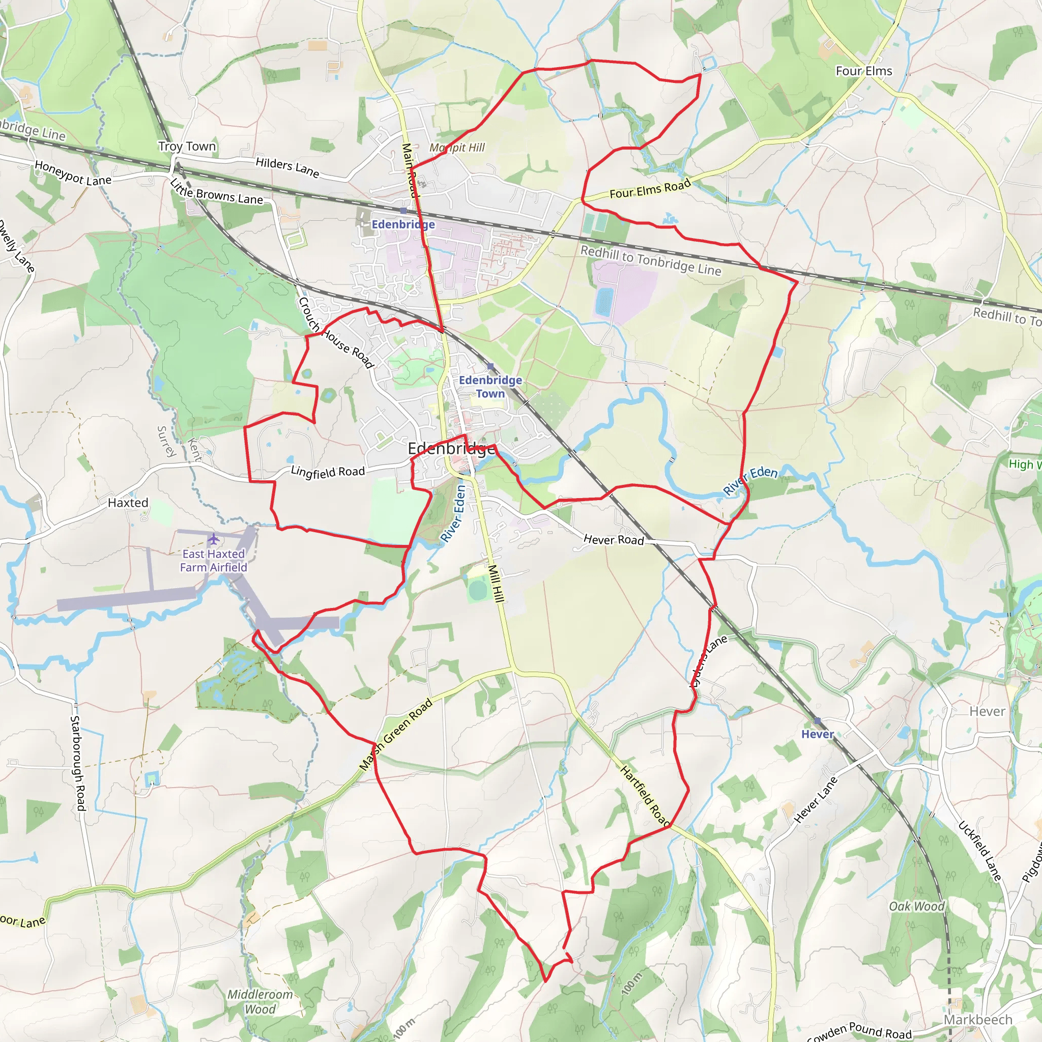 Edenbridge Boundary Walk mobile static map