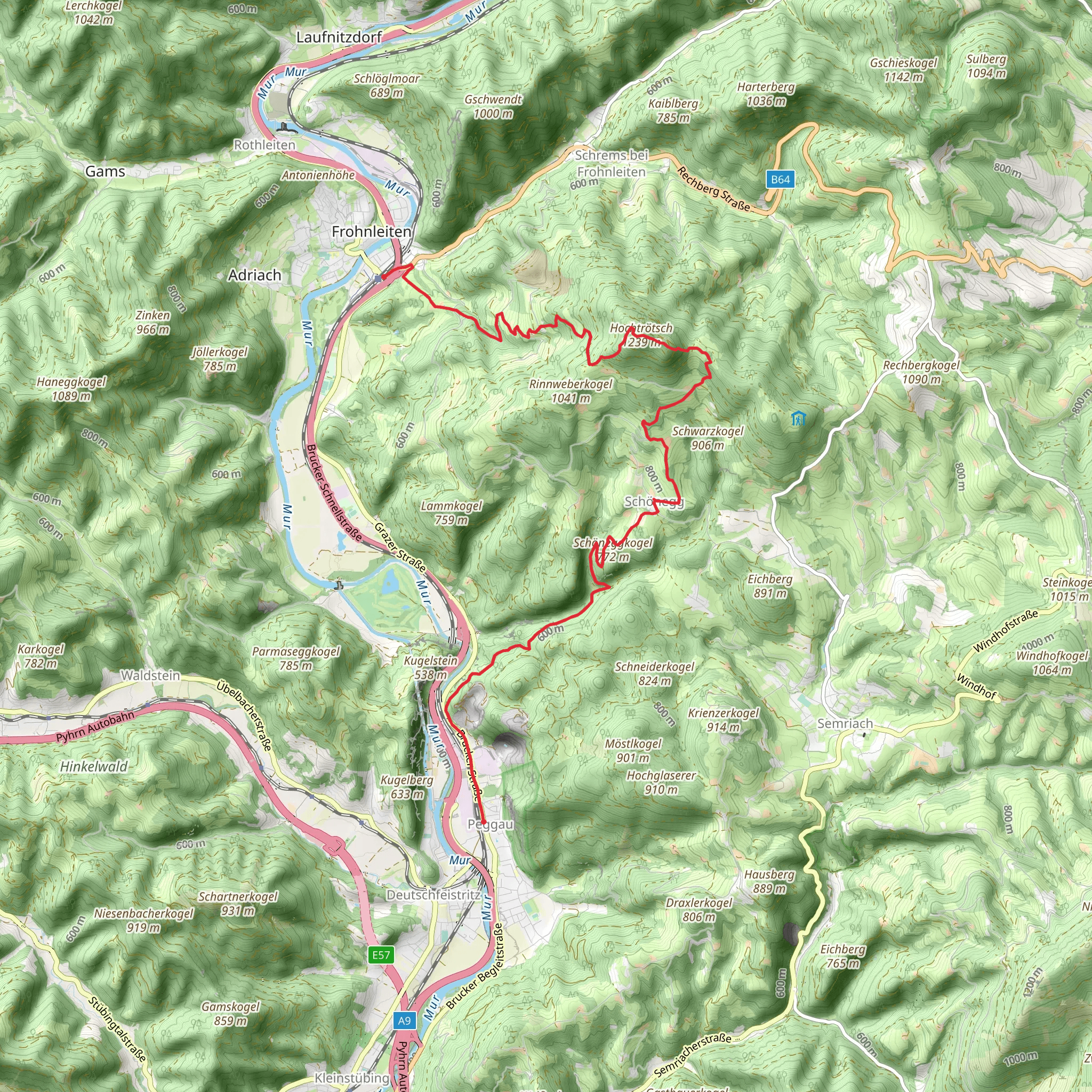 Peggau to Frohnleiten mobile static map