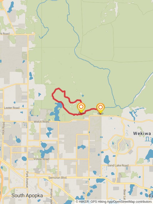 Loop along Prevatt Lake and Carpenter Branch mobile static map