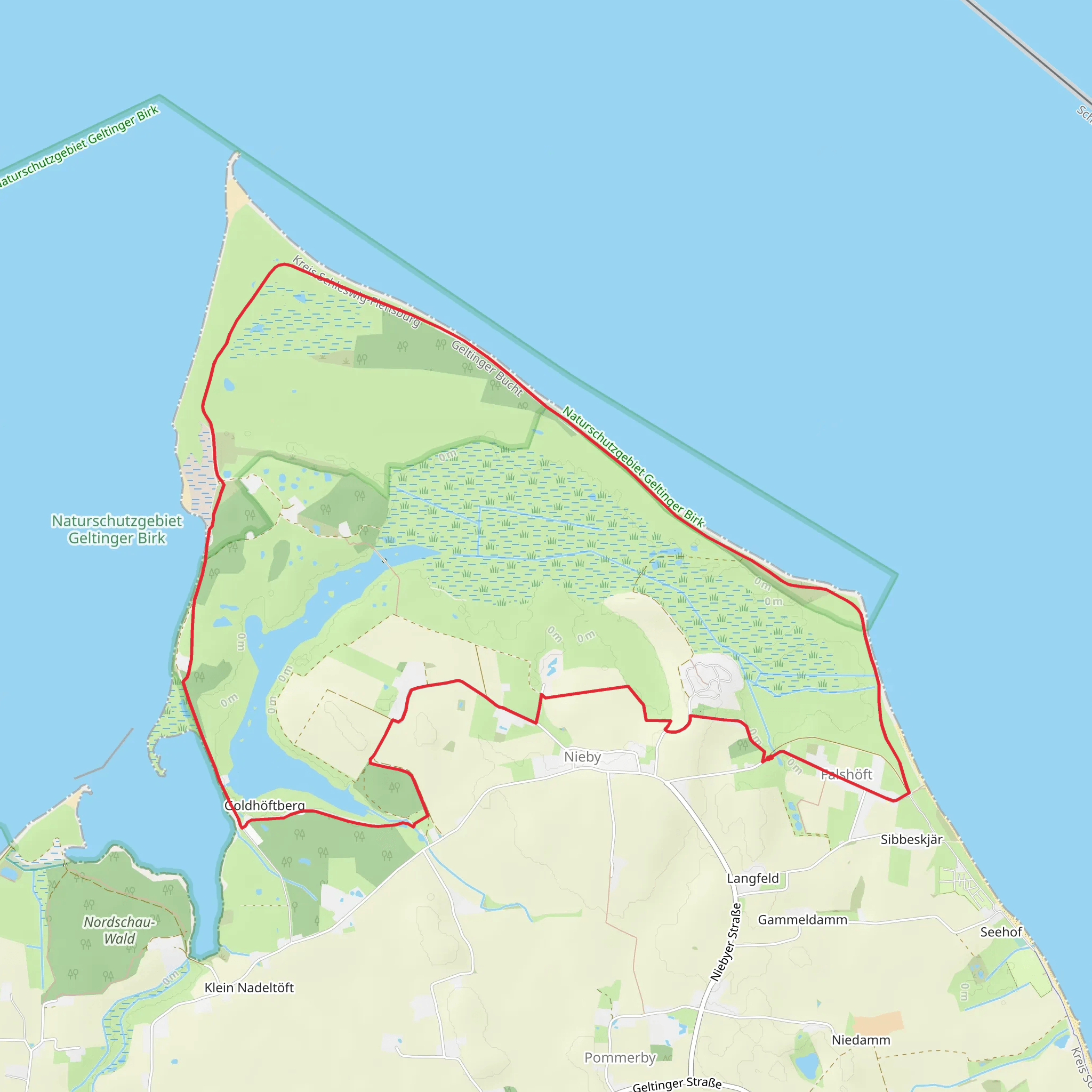 Rinderweg and konikweg Loop - Naturschutzgebiet Geltinger Birk mobile static map