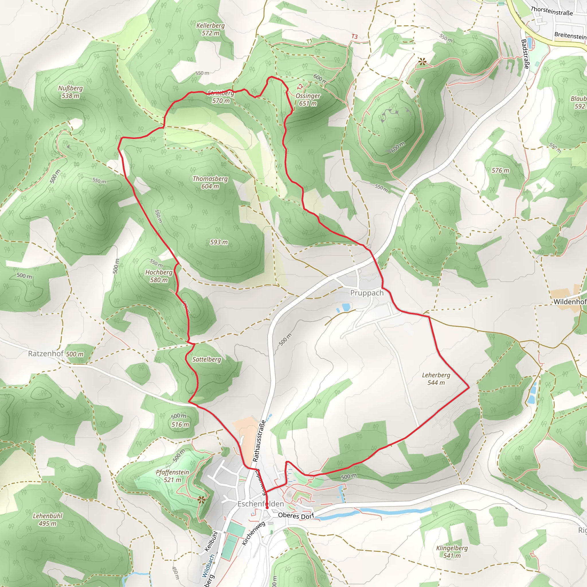 Eschenfelden Rundweg 5 and 11 mobile static map