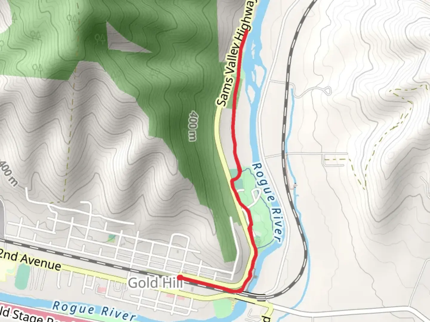 An image depicting the trail Rogue River Greenway Trail - Gold Hill and its surrounding area.