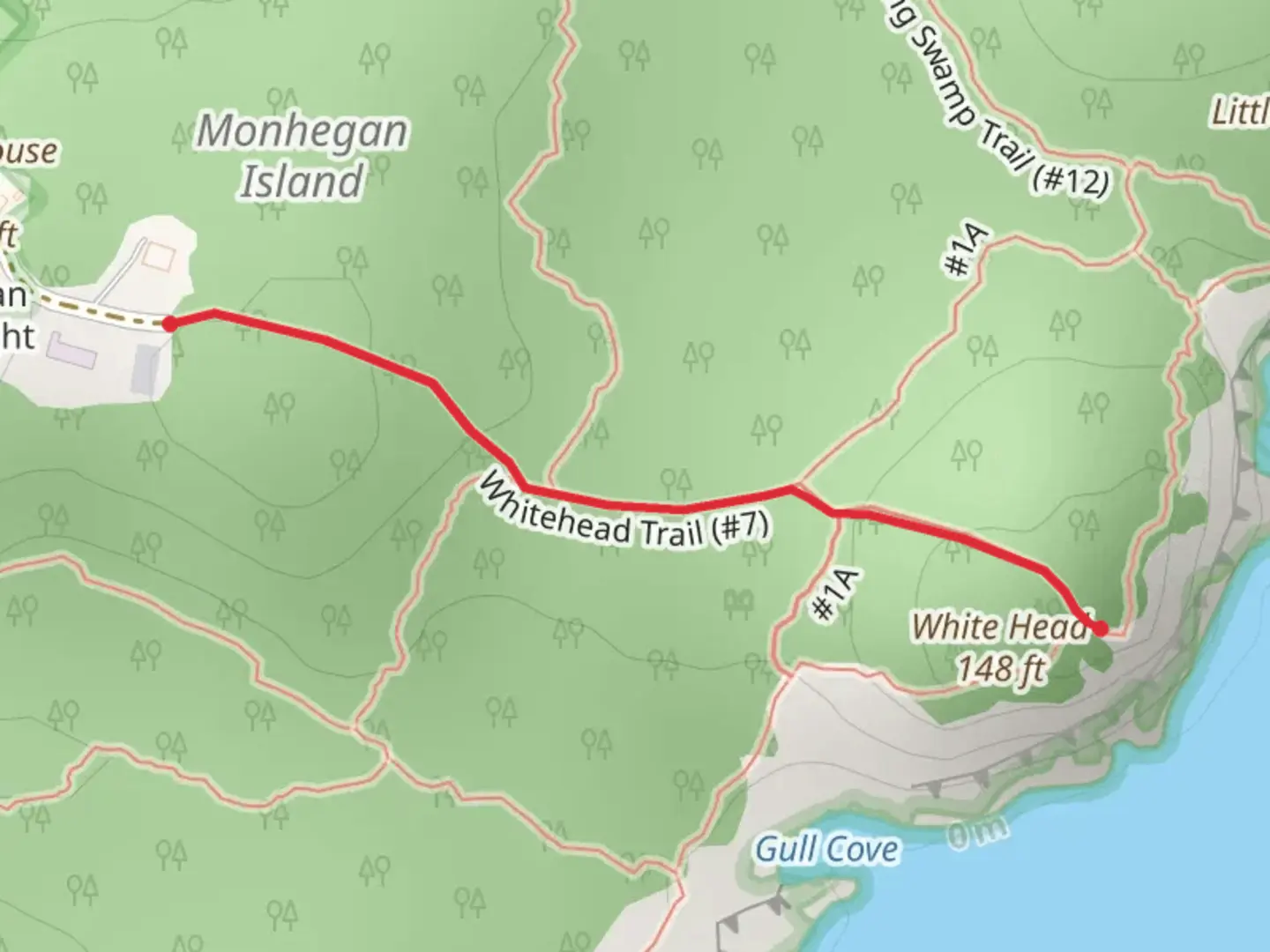 An image depicting the trail White Head Trail and its surrounding area.