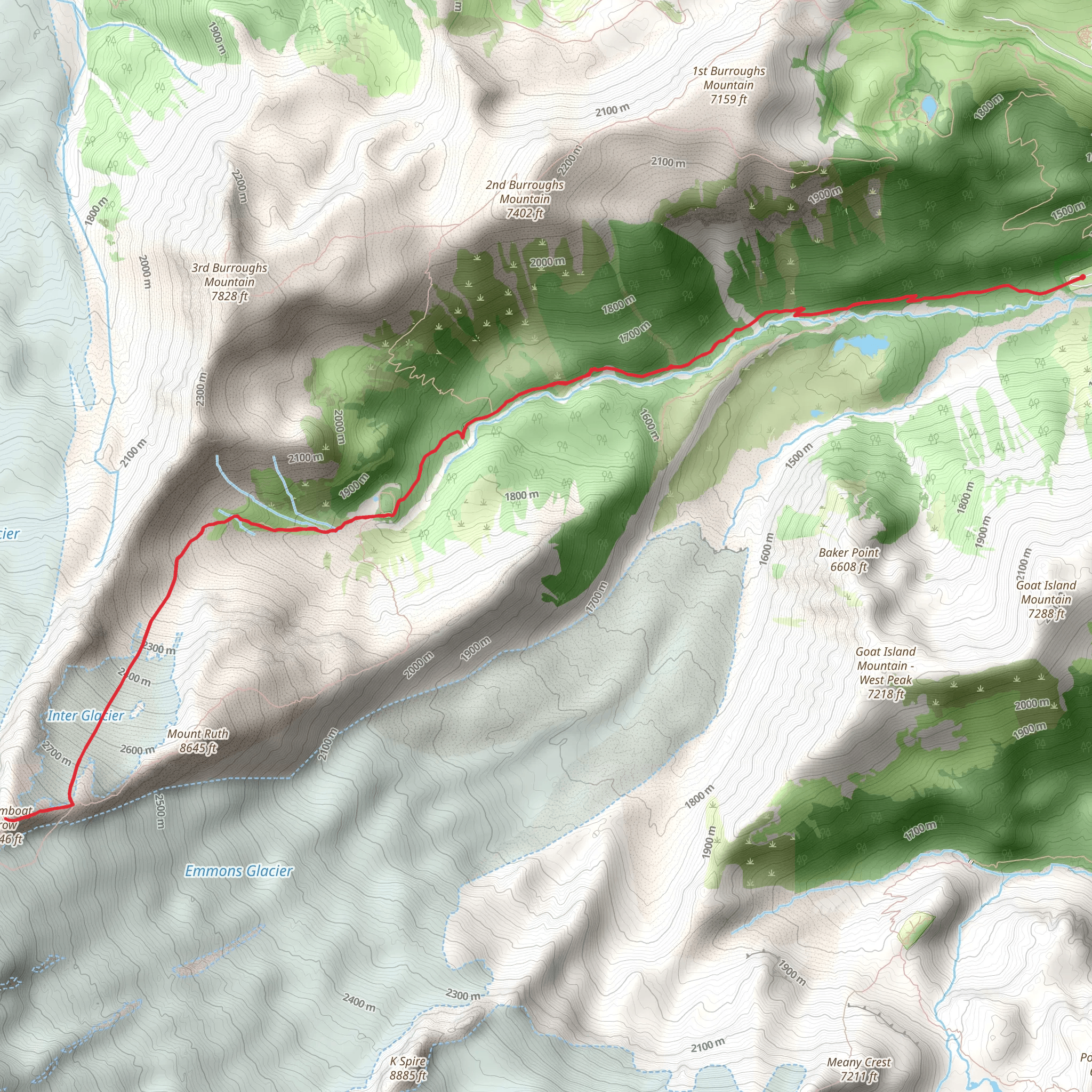 Steamboat Prow via Glacier Basin Trail mobile static map