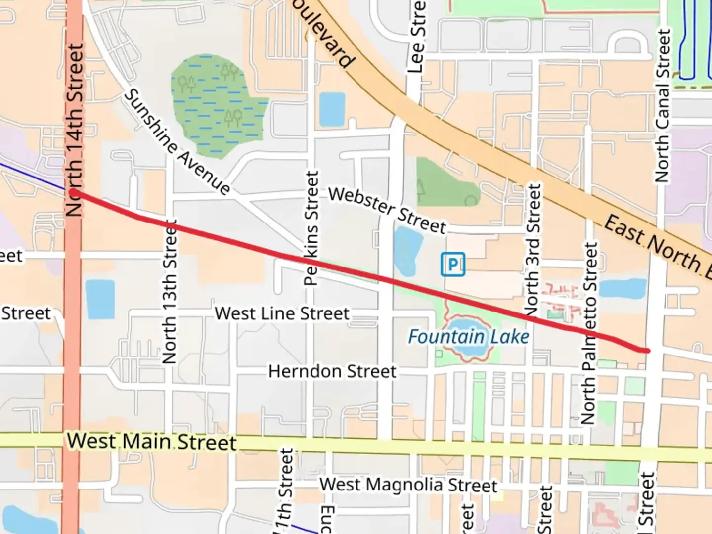 An image depicting the trail Fountain Lake Trail and its surrounding area.