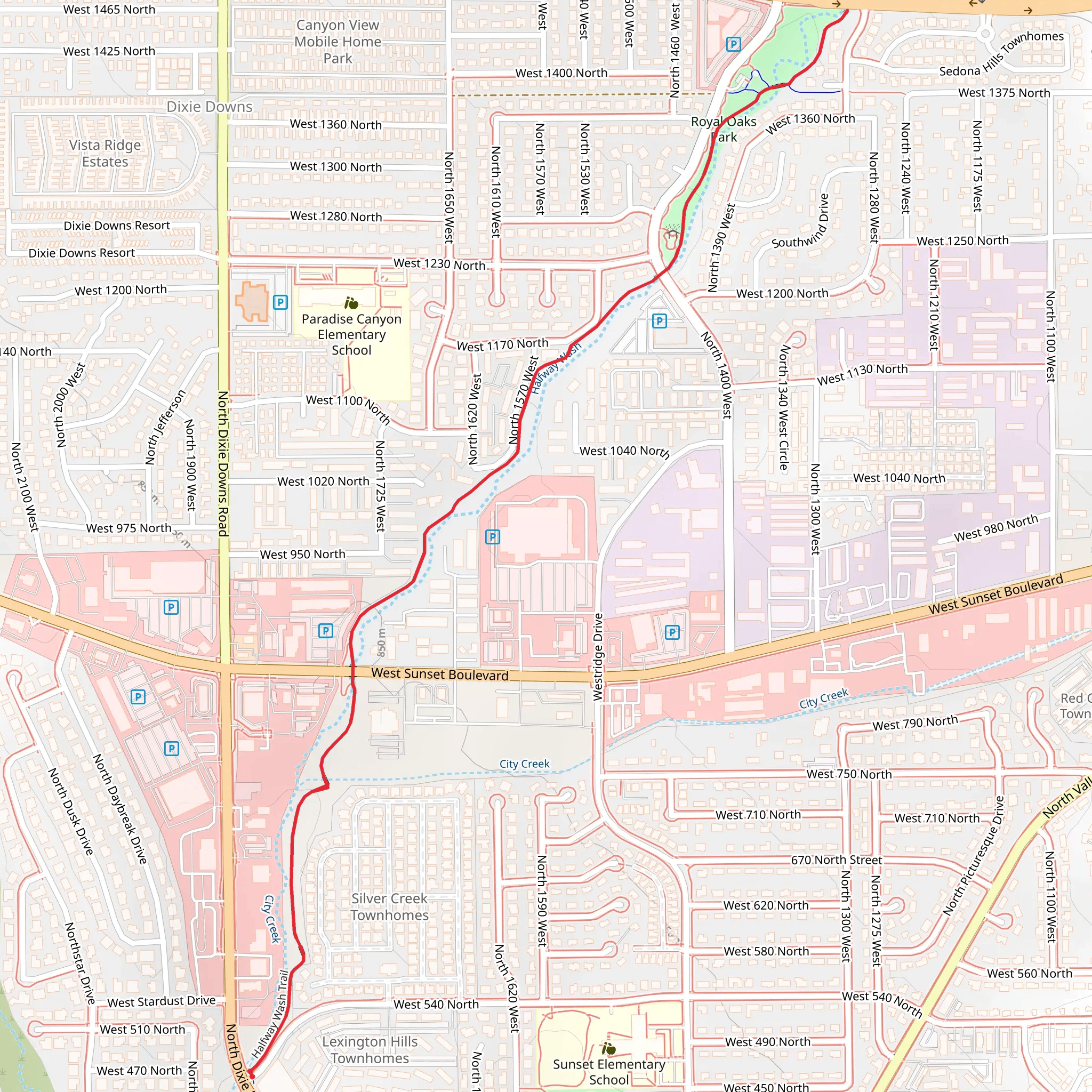 Halfway Wash Trail - Long mobile static map