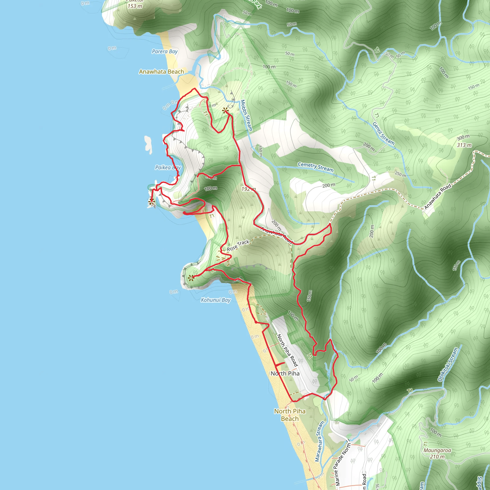 Anawhata and Whites Beach Loop mobile static map