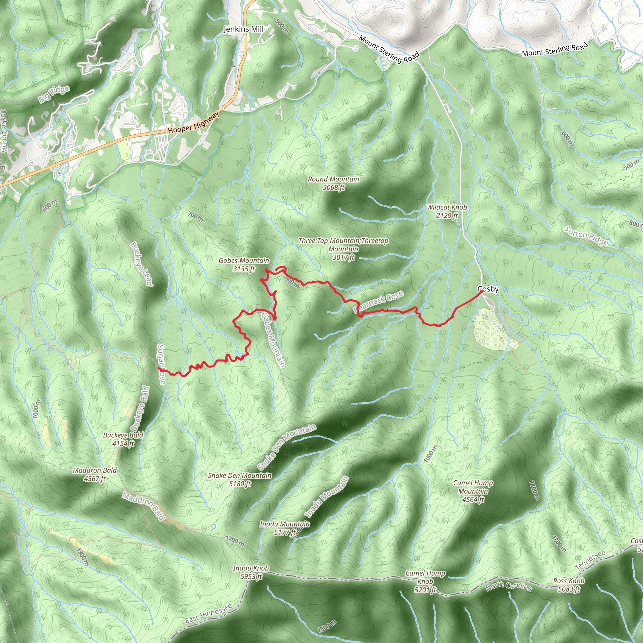 Bearneck Gap and Gabes Mountain Trail mobile static map