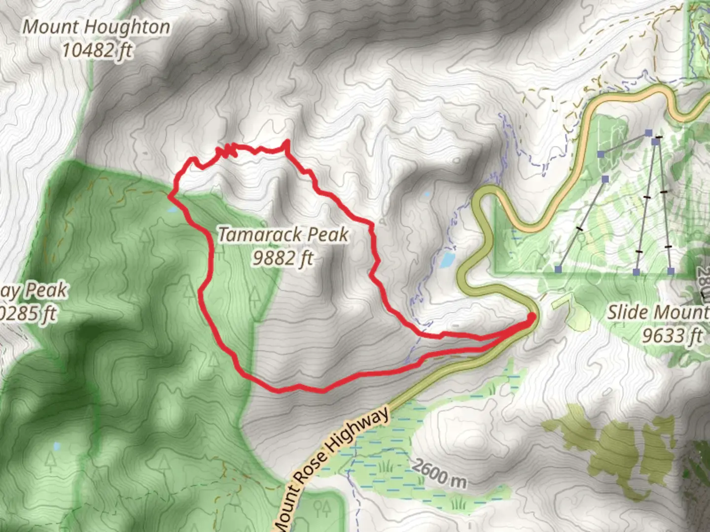 An image depicting the trail Tahoe Rim and Tamarack Lake Loop Trail and its surrounding area.